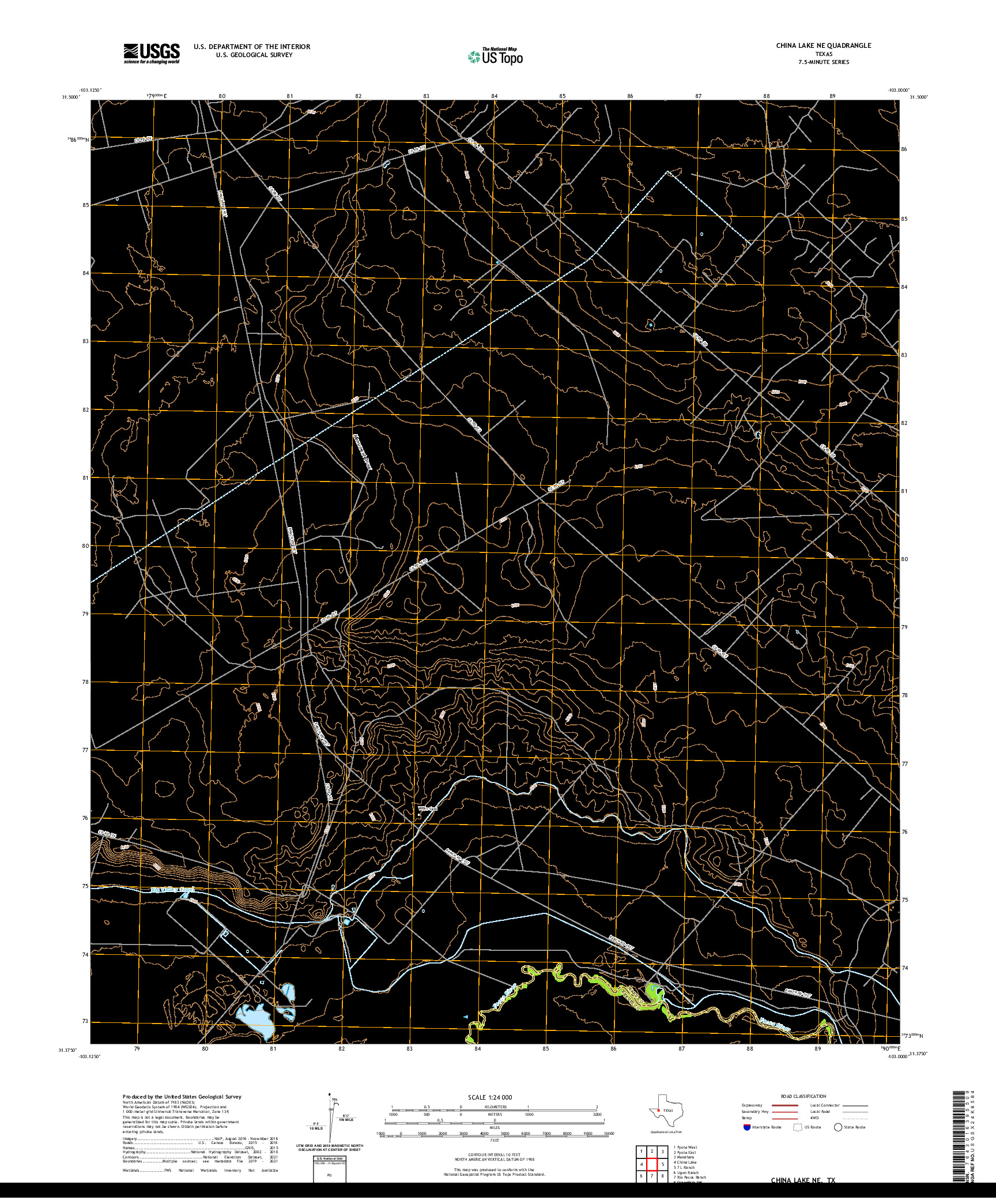 US TOPO 7.5-MINUTE MAP FOR CHINA LAKE NE, TX