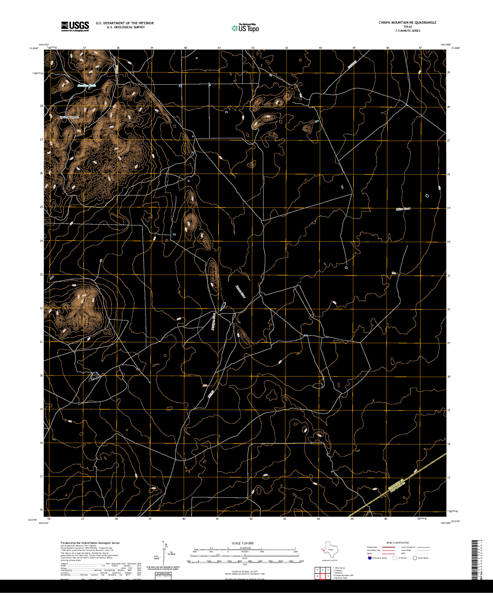US TOPO 7.5-MINUTE MAP FOR CHISPA MOUNTAIN NE, TX
