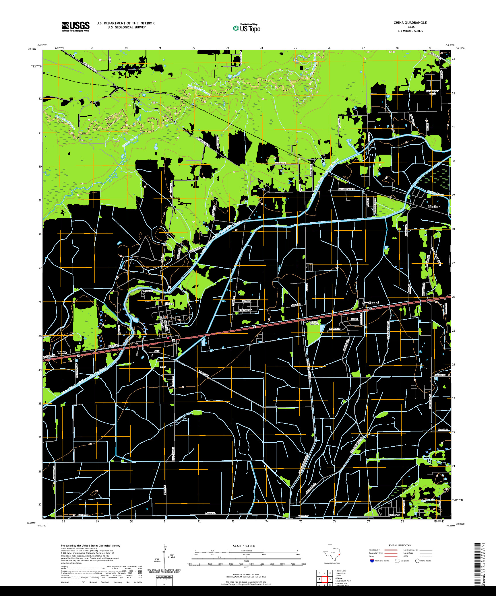 US TOPO 7.5-MINUTE MAP FOR CHINA, TX