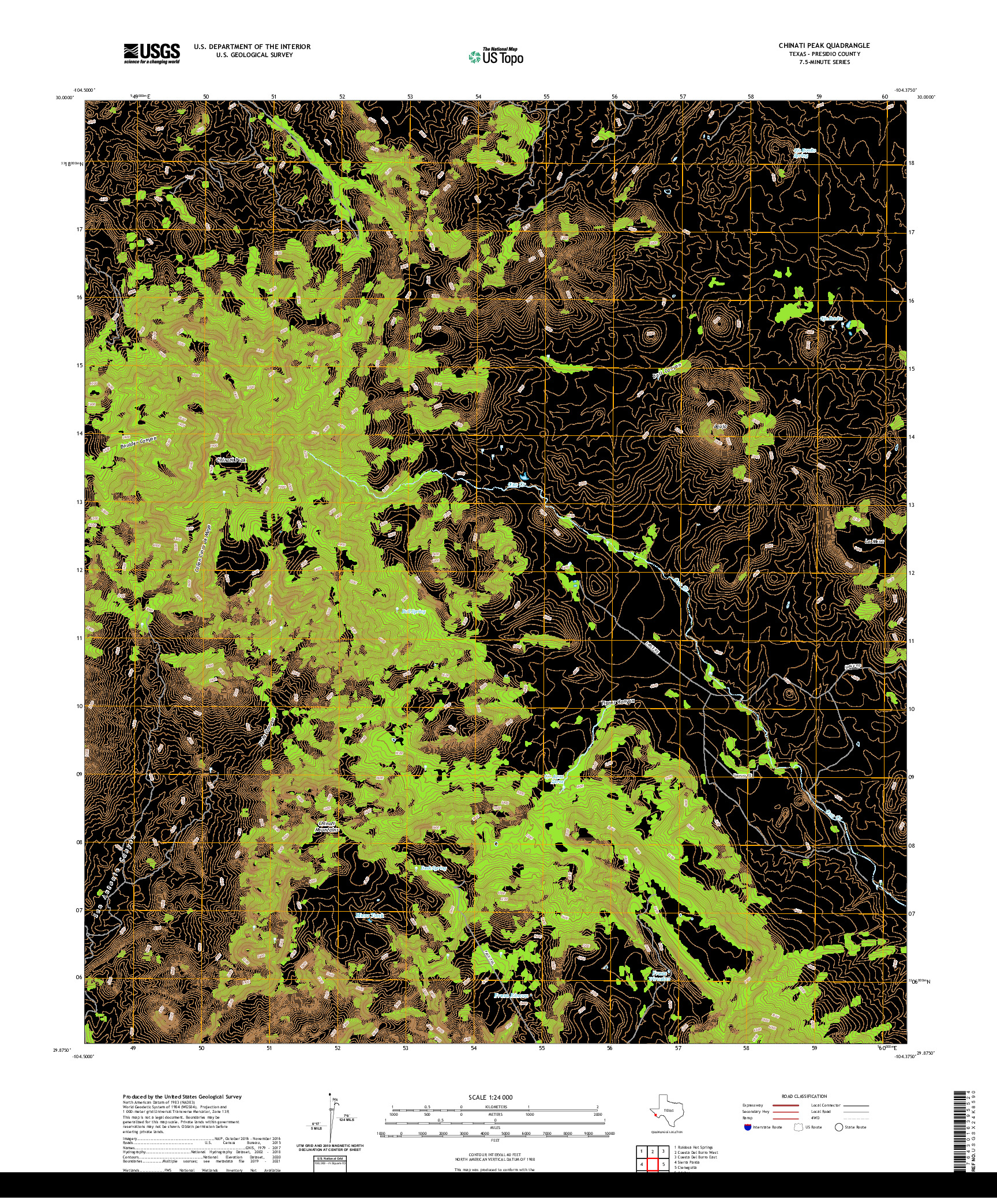 US TOPO 7.5-MINUTE MAP FOR CHINATI PEAK, TX