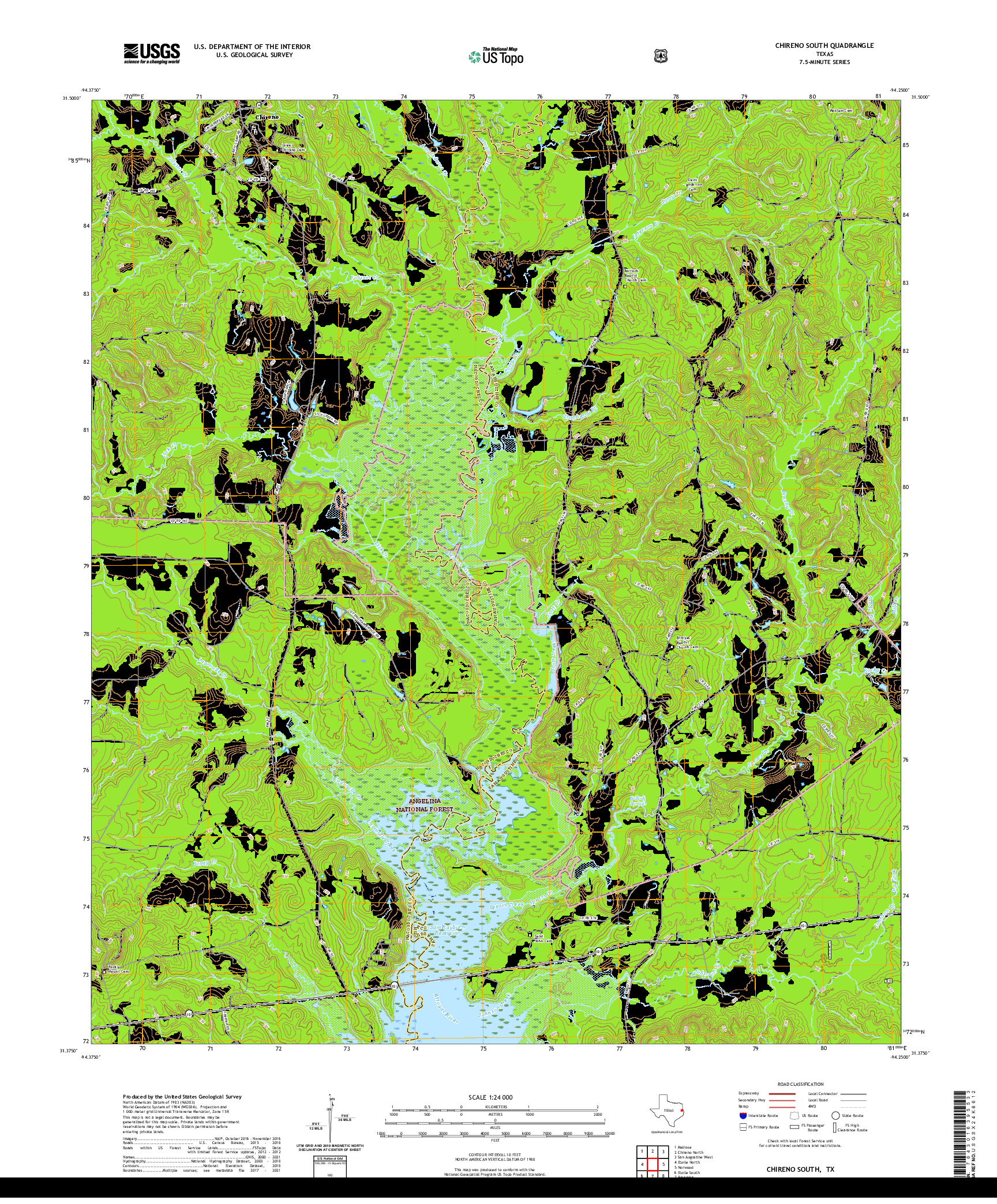 US TOPO 7.5-MINUTE MAP FOR CHIRENO SOUTH, TX