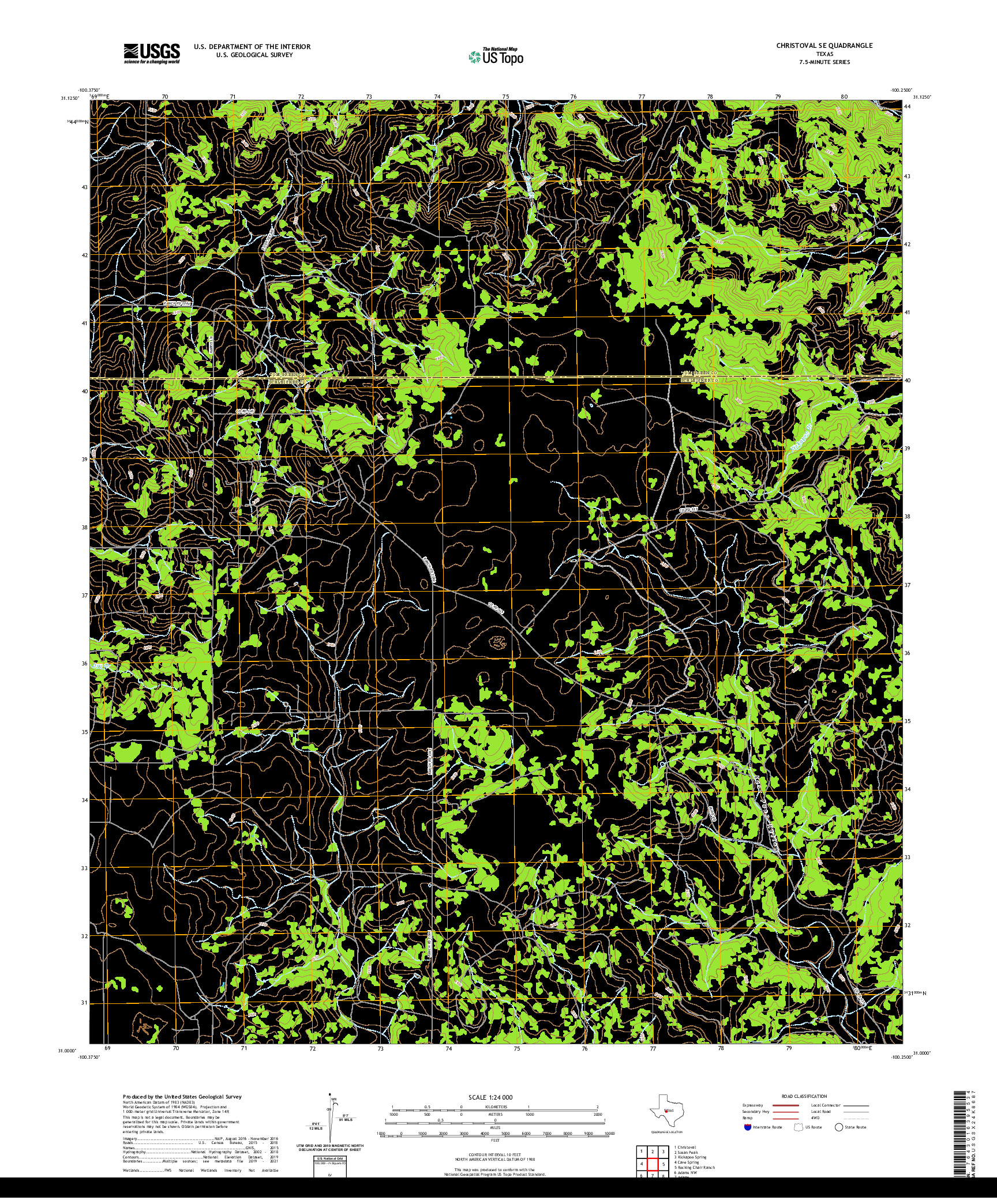 US TOPO 7.5-MINUTE MAP FOR CHRISTOVAL SE, TX