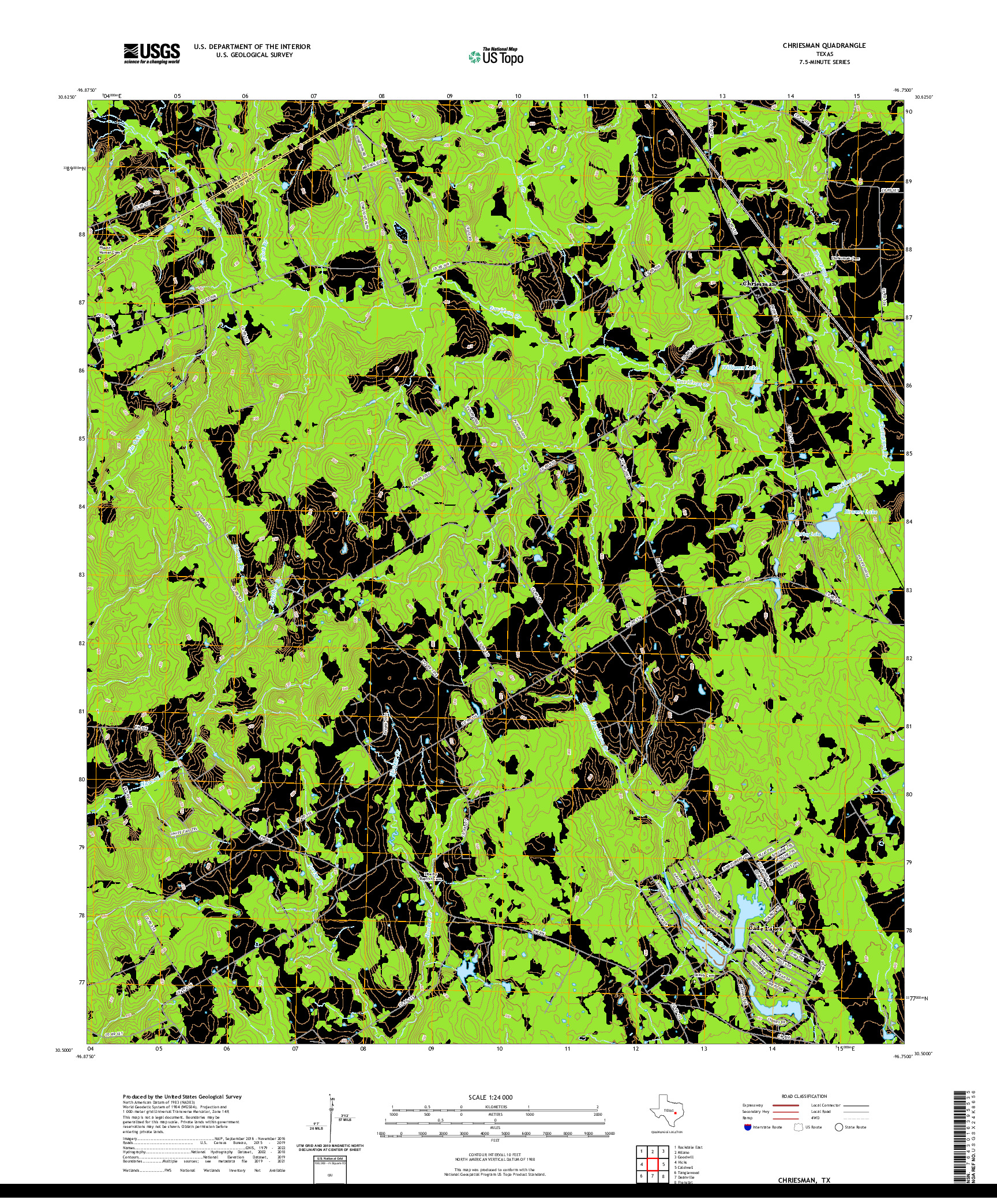 US TOPO 7.5-MINUTE MAP FOR CHRIESMAN, TX