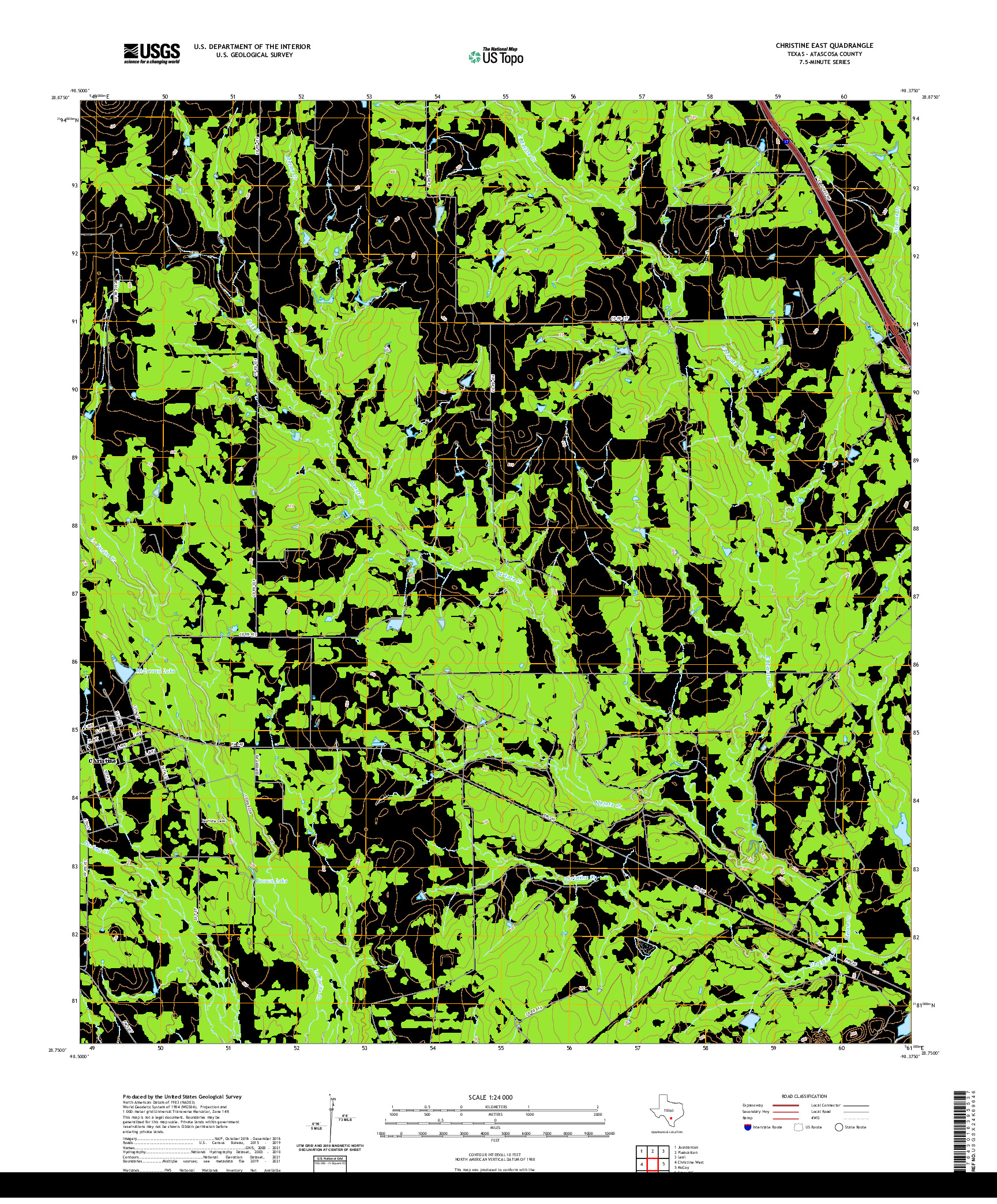 US TOPO 7.5-MINUTE MAP FOR CHRISTINE EAST, TX