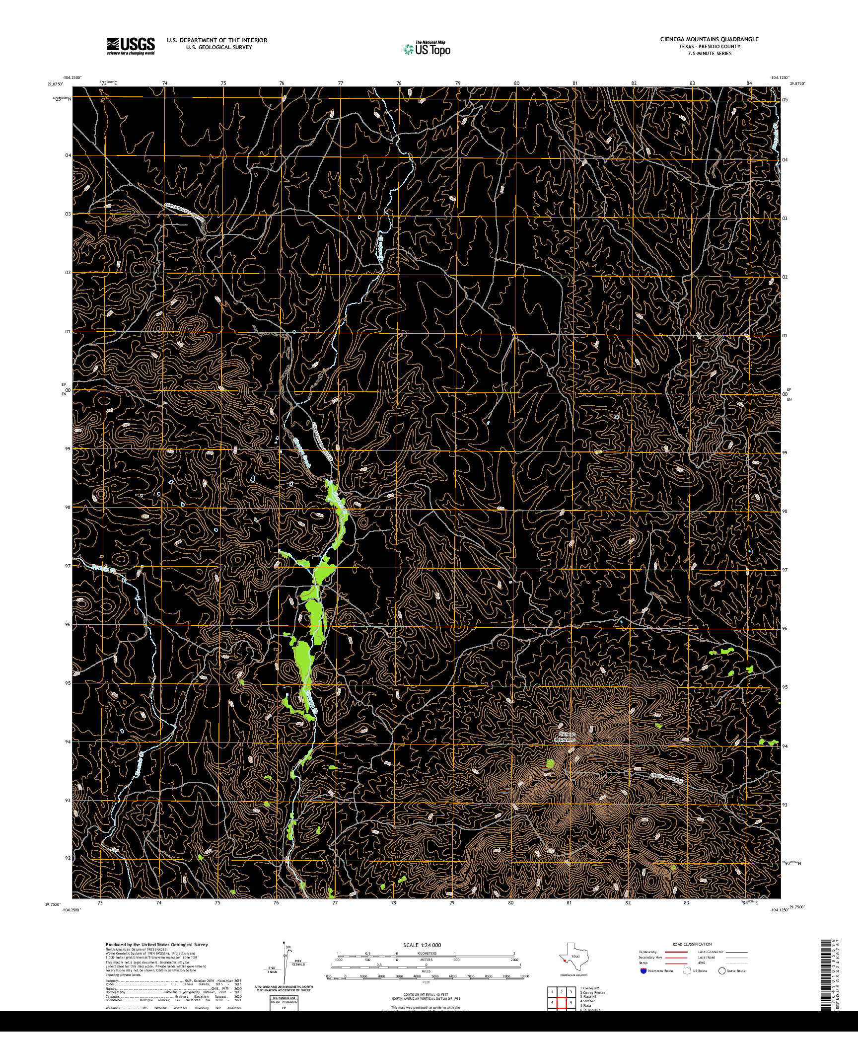 US TOPO 7.5-MINUTE MAP FOR CIENEGA MOUNTAINS, TX