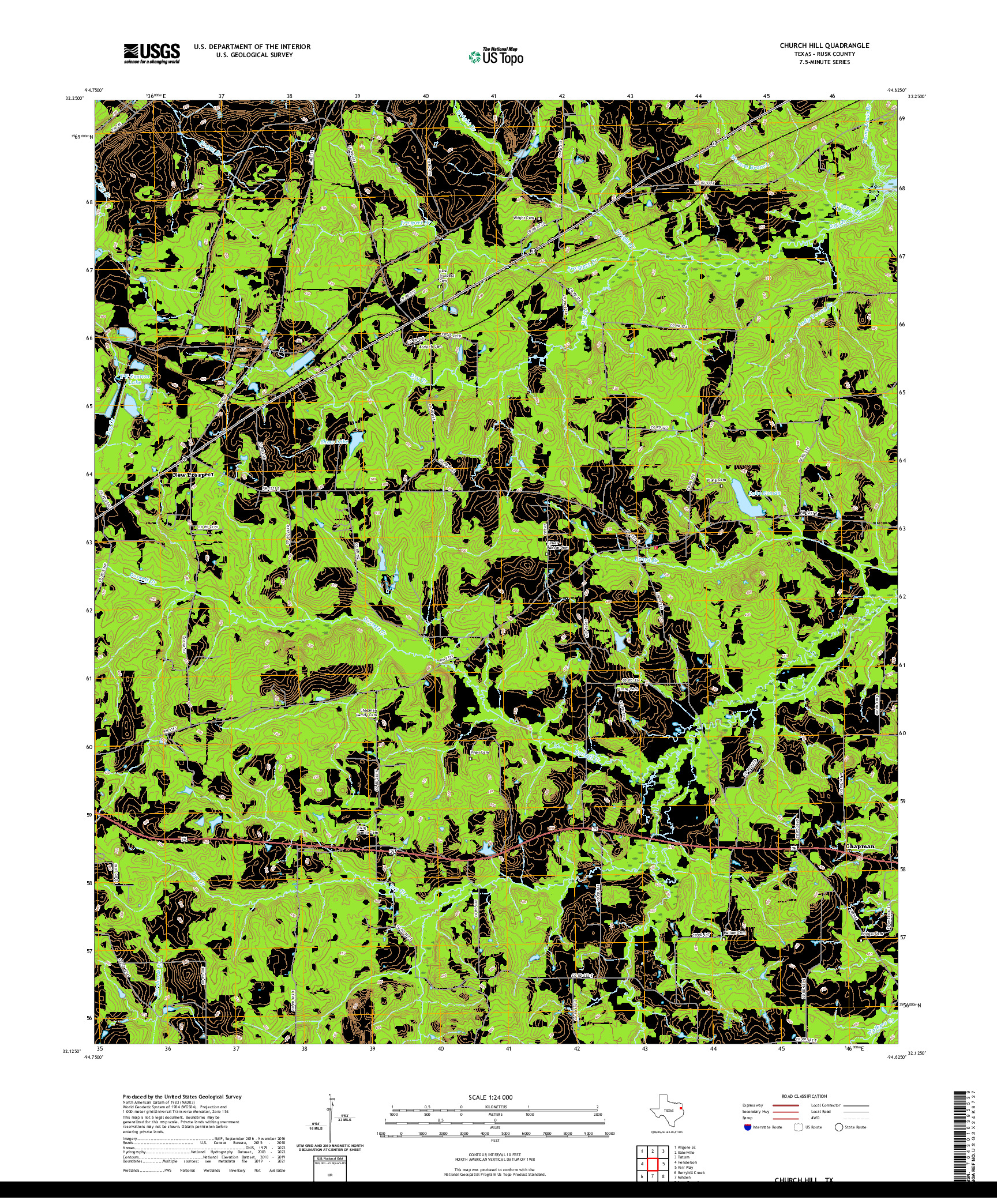 US TOPO 7.5-MINUTE MAP FOR CHURCH HILL, TX