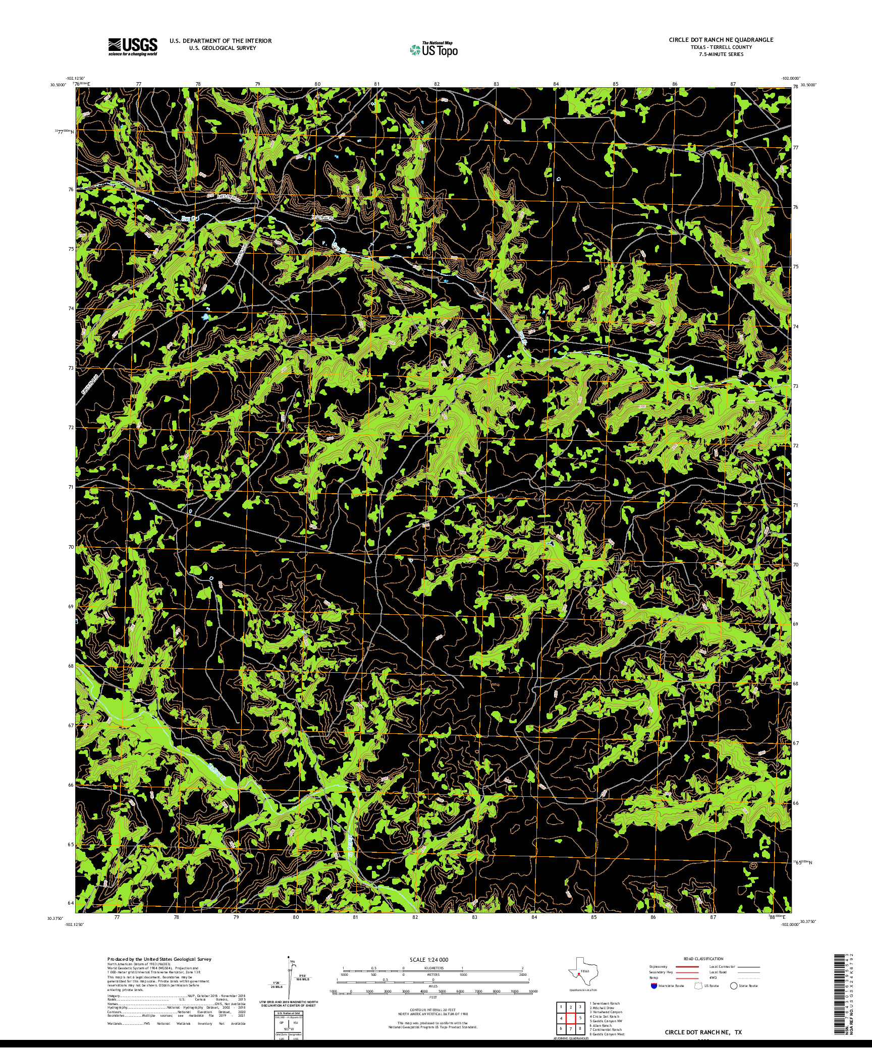 US TOPO 7.5-MINUTE MAP FOR CIRCLE DOT RANCH NE, TX