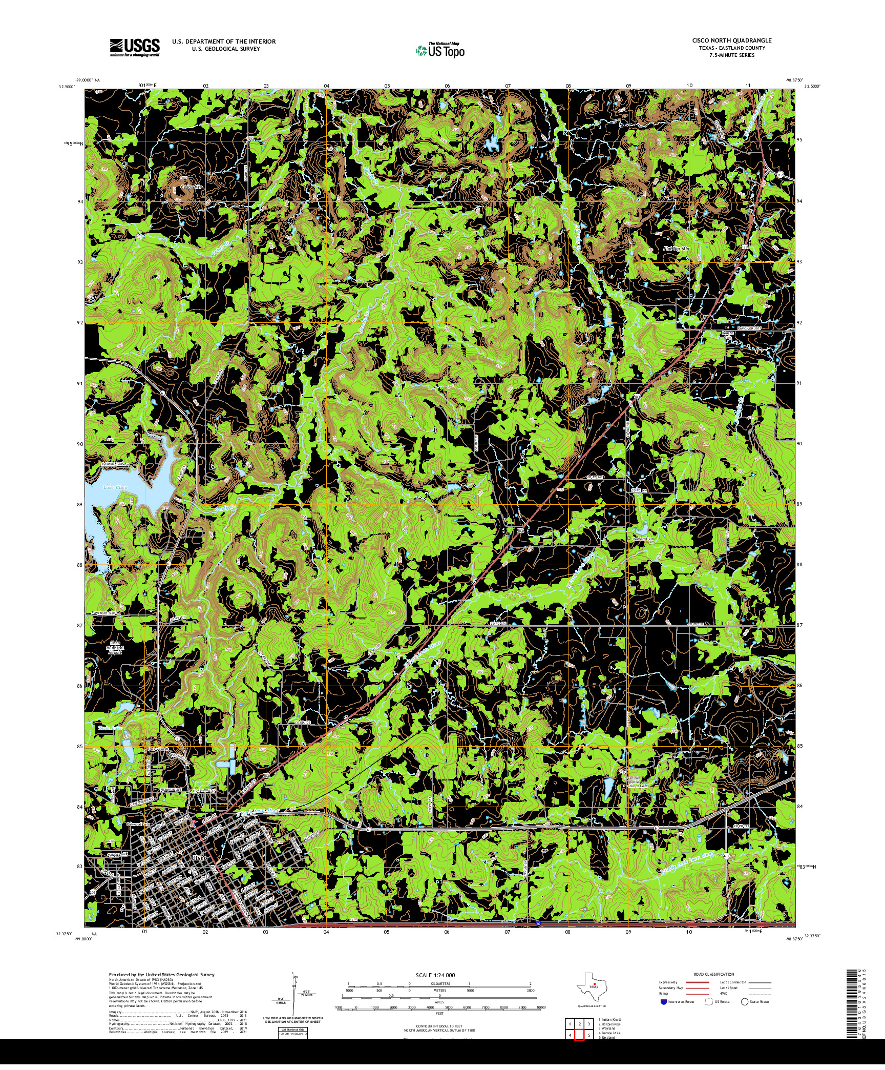 US TOPO 7.5-MINUTE MAP FOR CISCO NORTH, TX