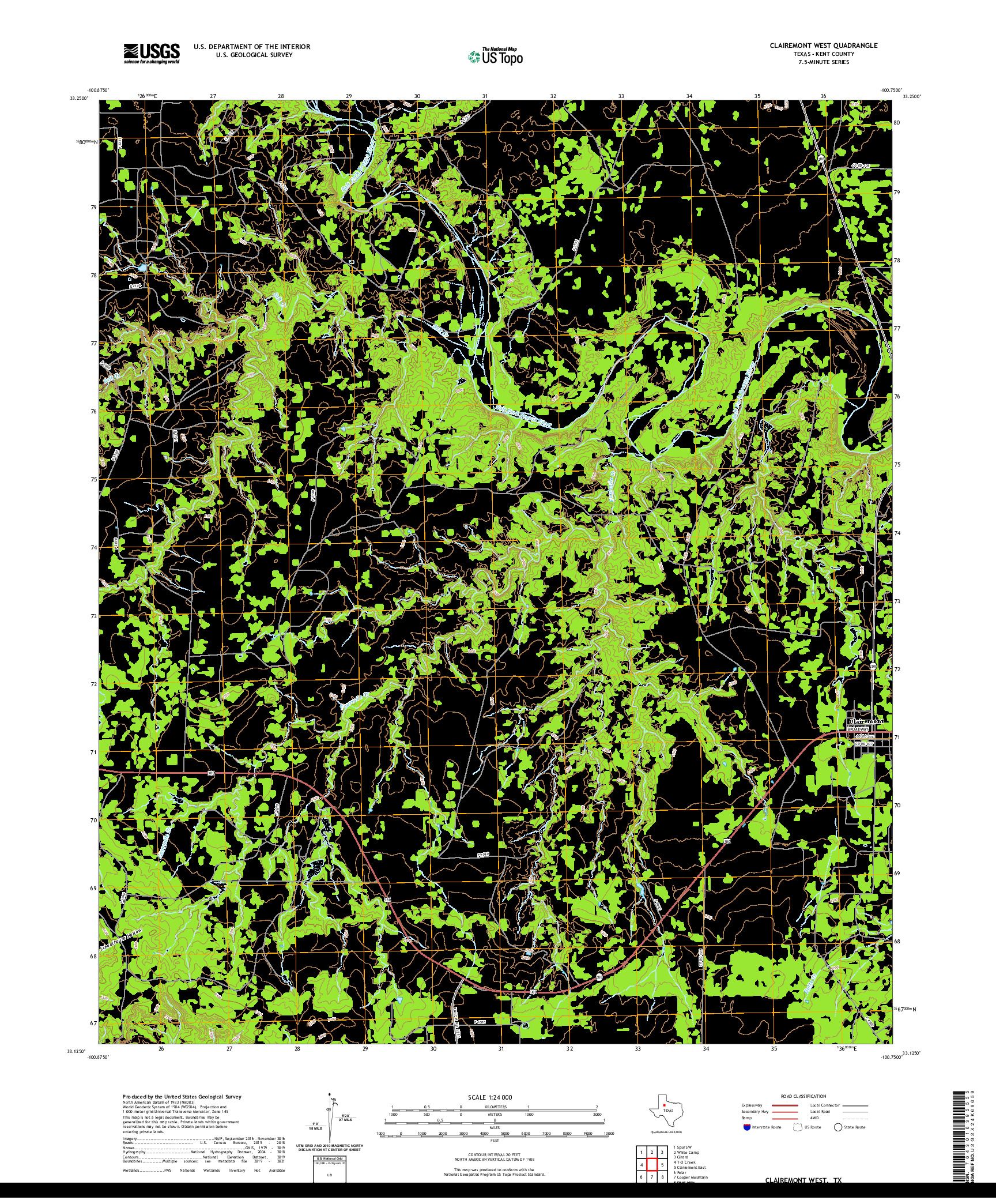 US TOPO 7.5-MINUTE MAP FOR CLAIREMONT WEST, TX