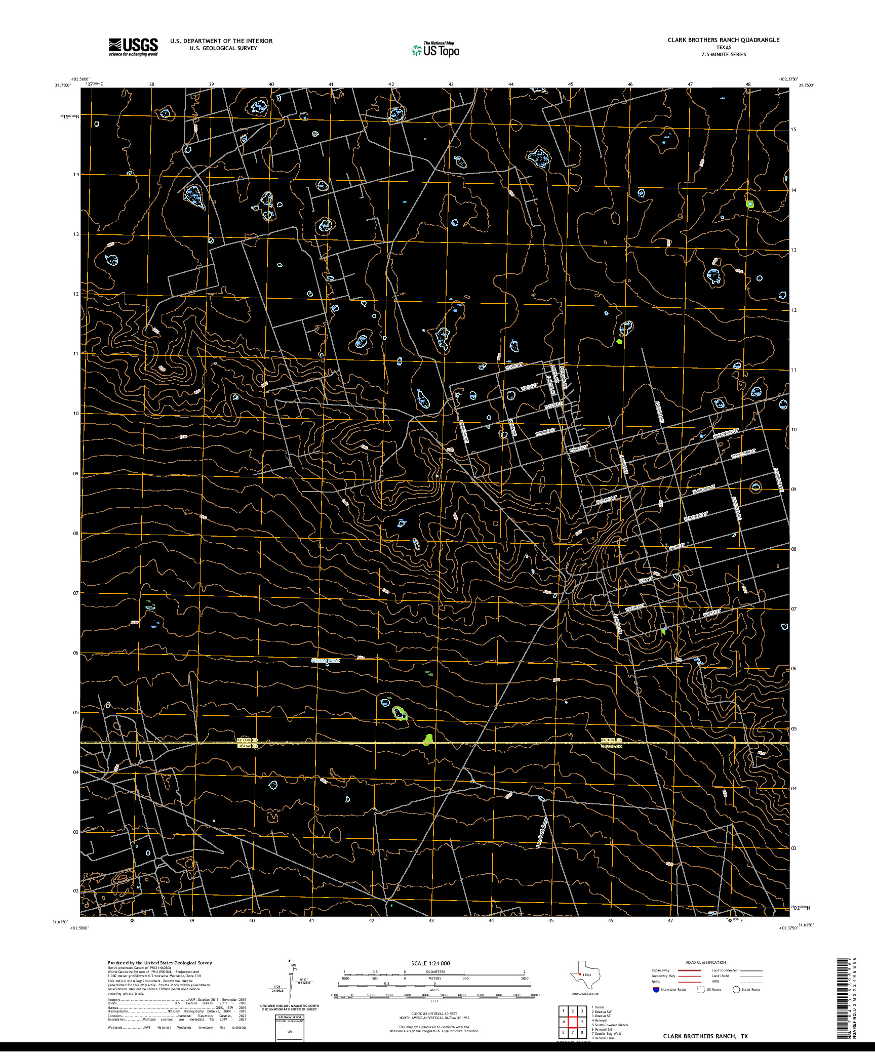 US TOPO 7.5-MINUTE MAP FOR CLARK BROTHERS RANCH, TX