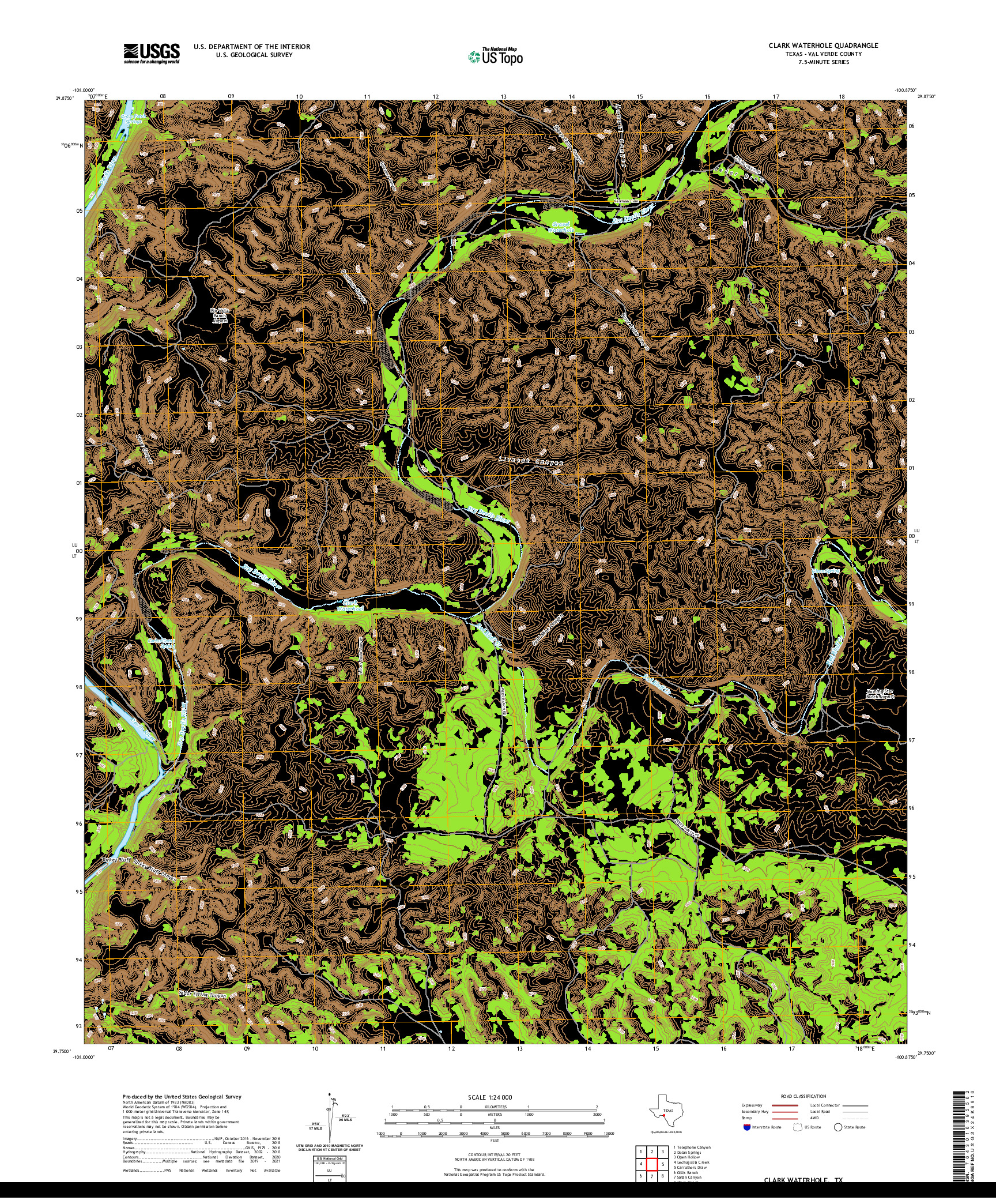 US TOPO 7.5-MINUTE MAP FOR CLARK WATERHOLE, TX