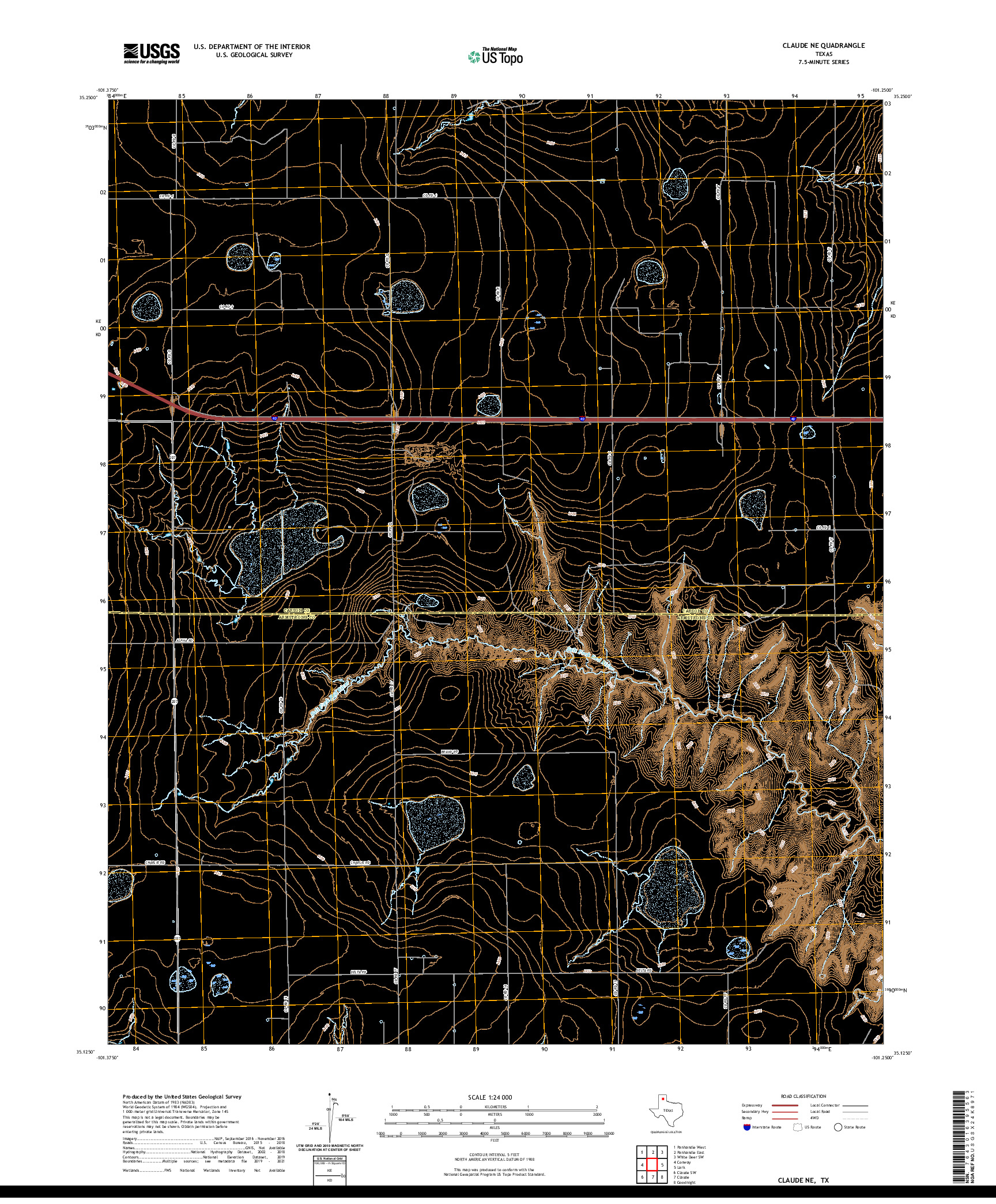 US TOPO 7.5-MINUTE MAP FOR CLAUDE NE, TX