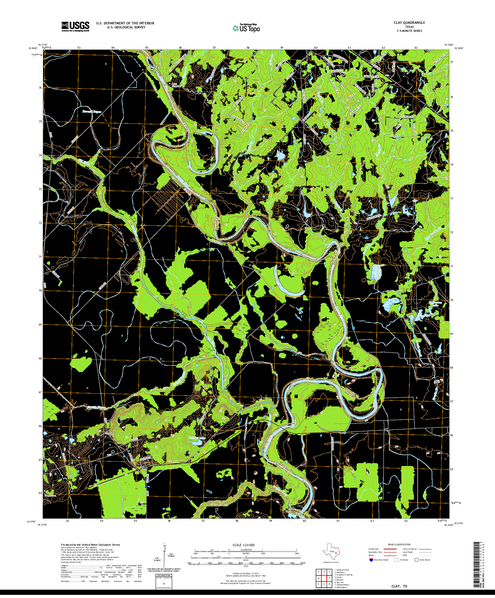 US TOPO 7.5-MINUTE MAP FOR CLAY, TX