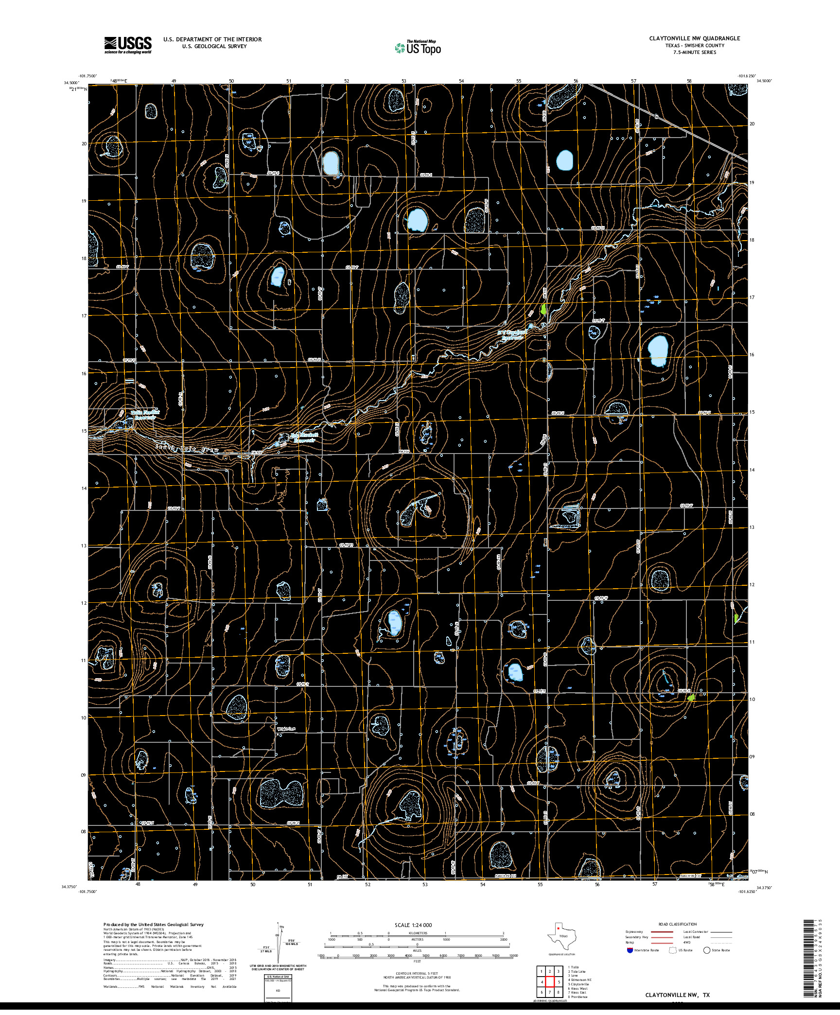 US TOPO 7.5-MINUTE MAP FOR CLAYTONVILLE NW, TX