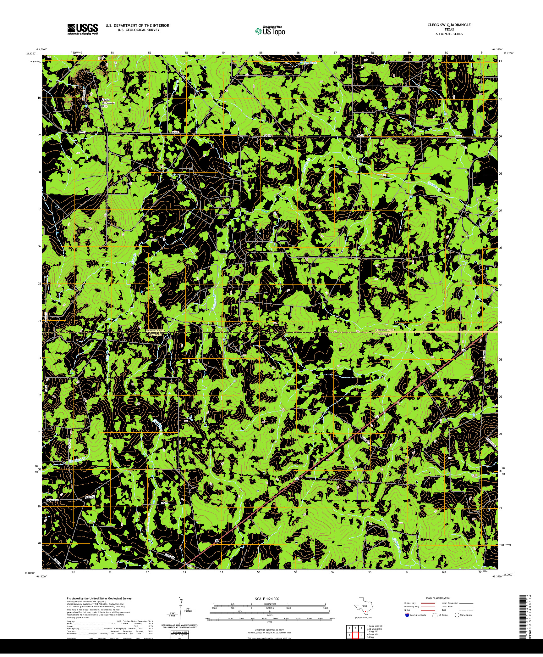 US TOPO 7.5-MINUTE MAP FOR CLEGG SW, TX