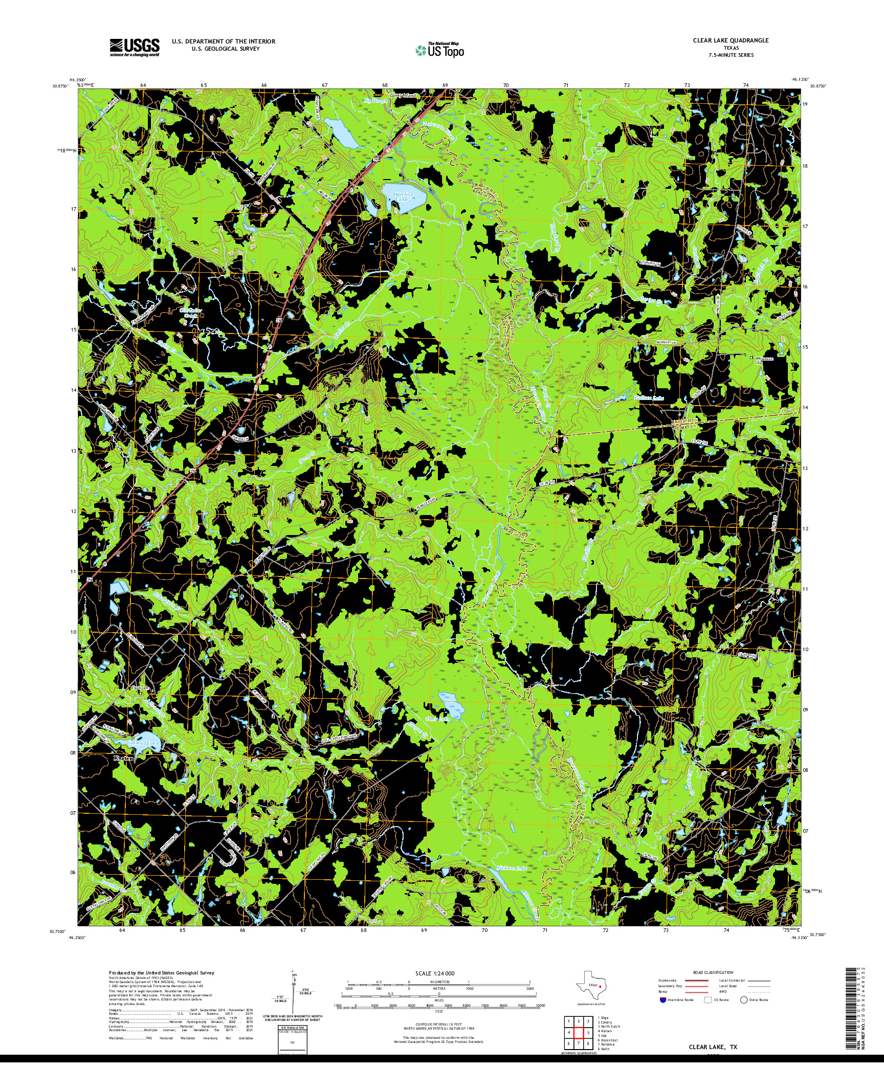 US TOPO 7.5-MINUTE MAP FOR CLEAR LAKE, TX