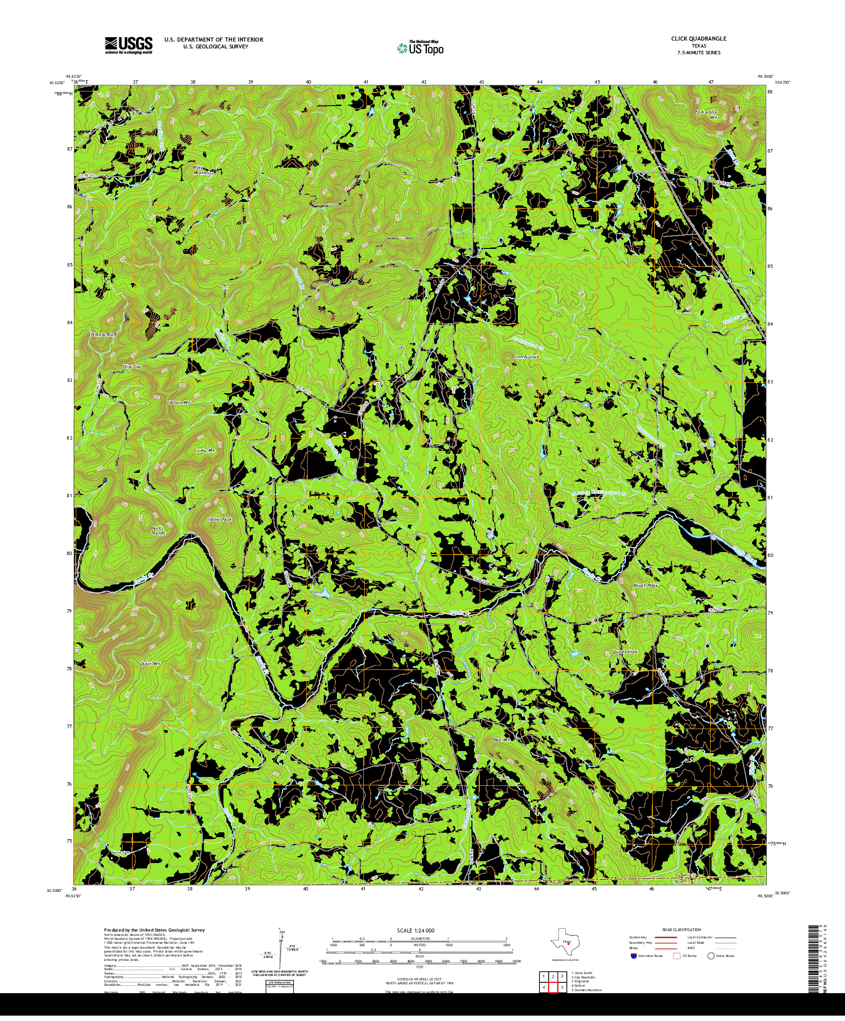 US TOPO 7.5-MINUTE MAP FOR CLICK, TX