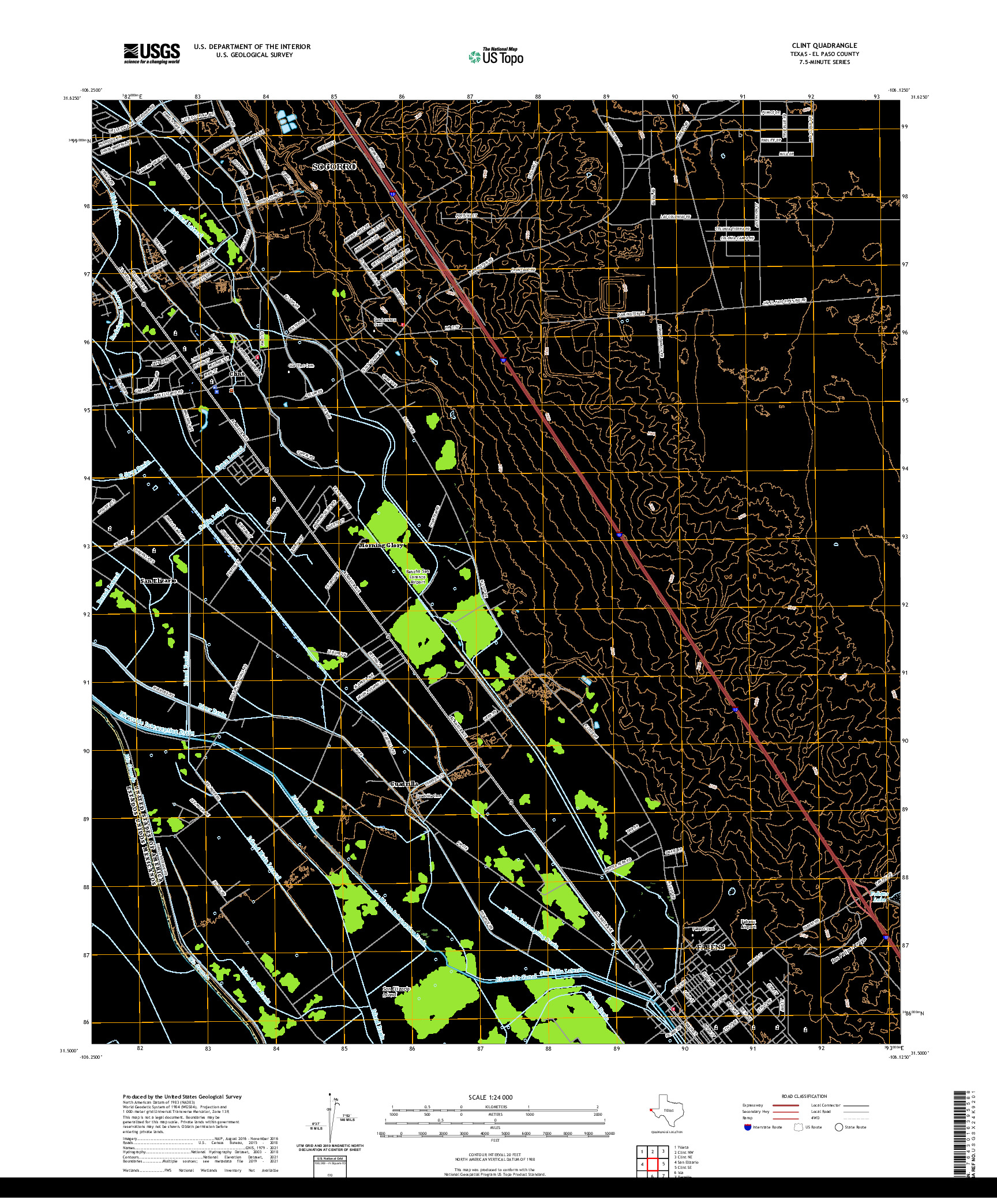 US TOPO 7.5-MINUTE MAP FOR CLINT, TX,CHH