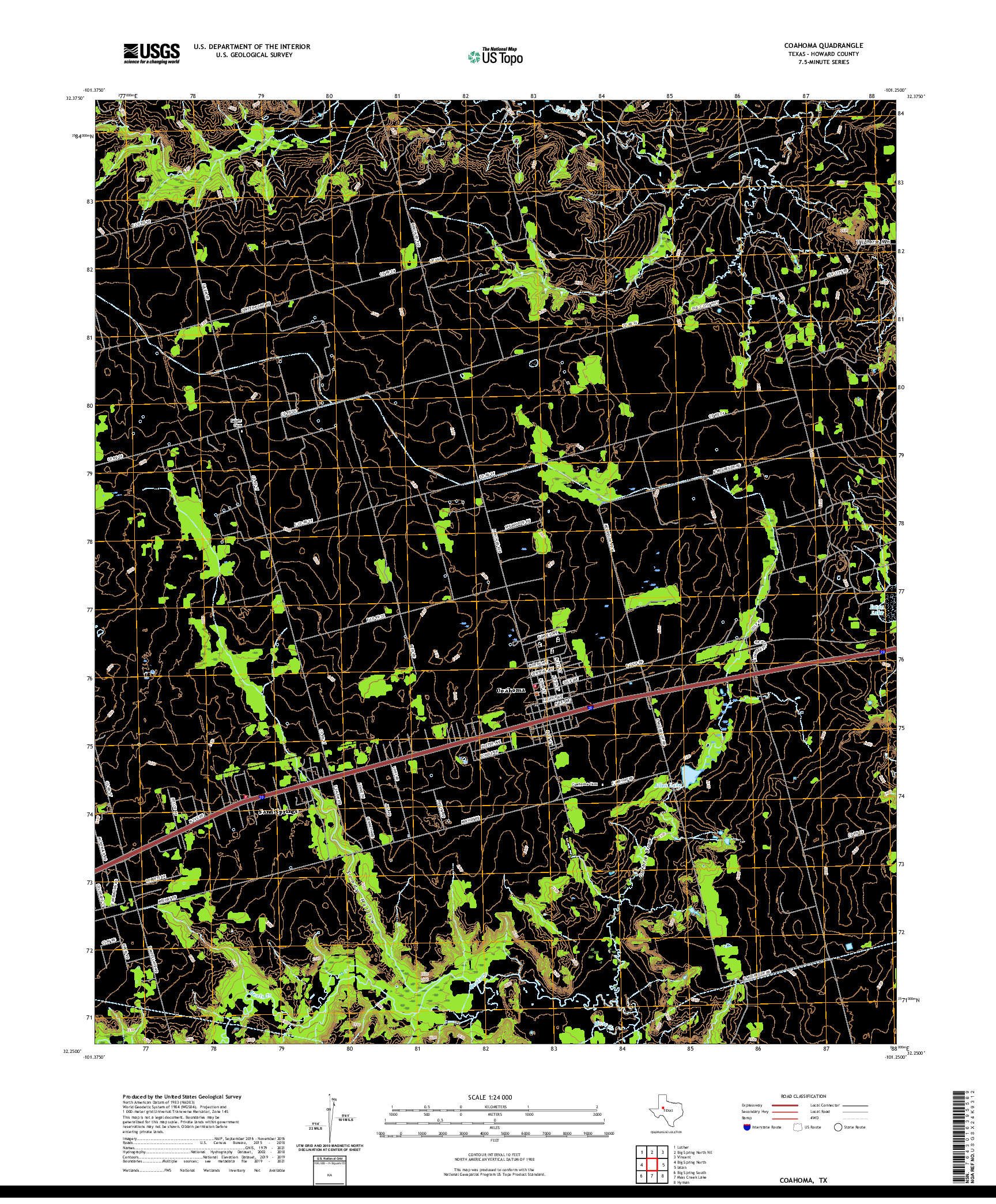 US TOPO 7.5-MINUTE MAP FOR COAHOMA, TX