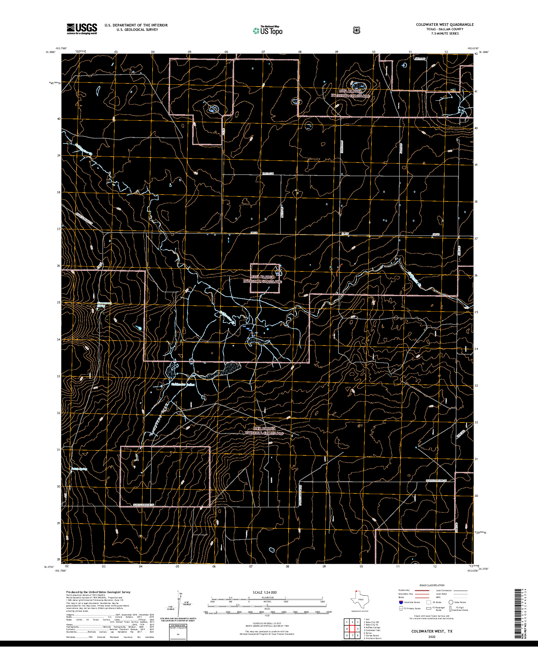 US TOPO 7.5-MINUTE MAP FOR COLDWATER WEST, TX