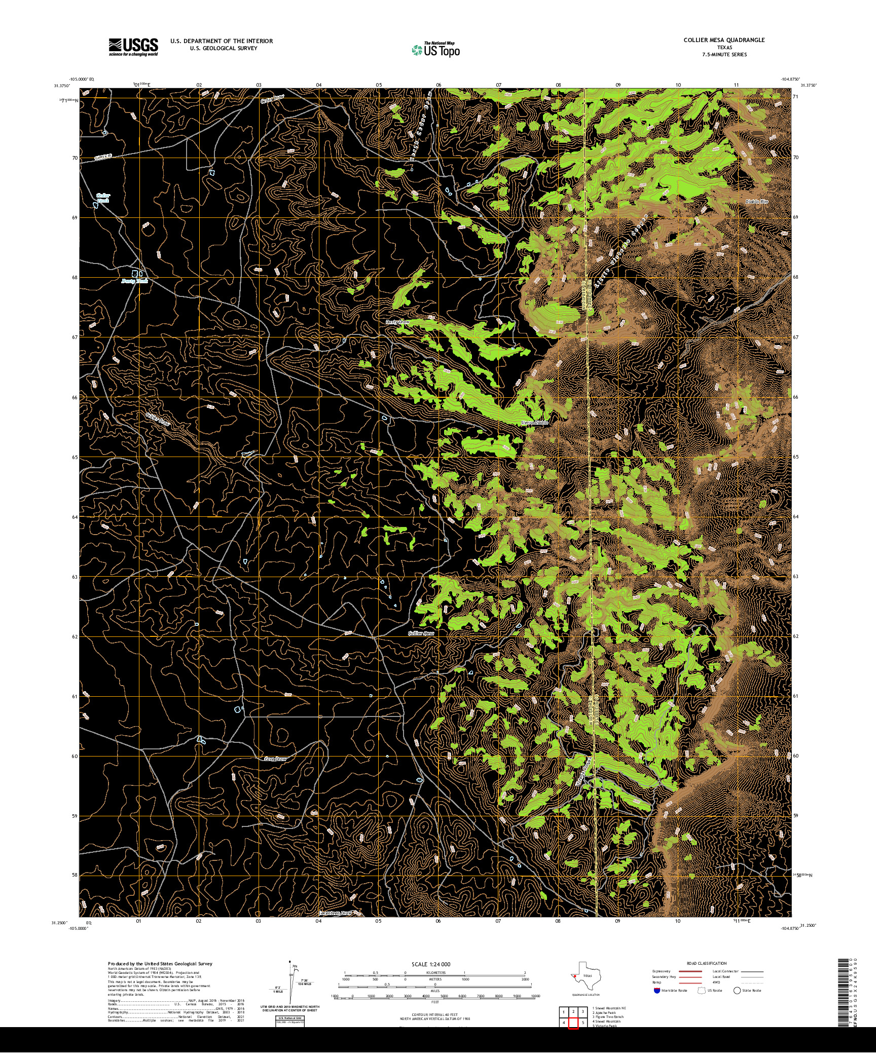 US TOPO 7.5-MINUTE MAP FOR COLLIER MESA, TX