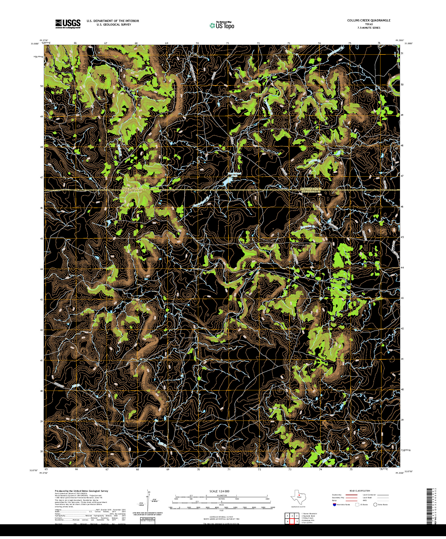 US TOPO 7.5-MINUTE MAP FOR COLLINS CREEK, TX