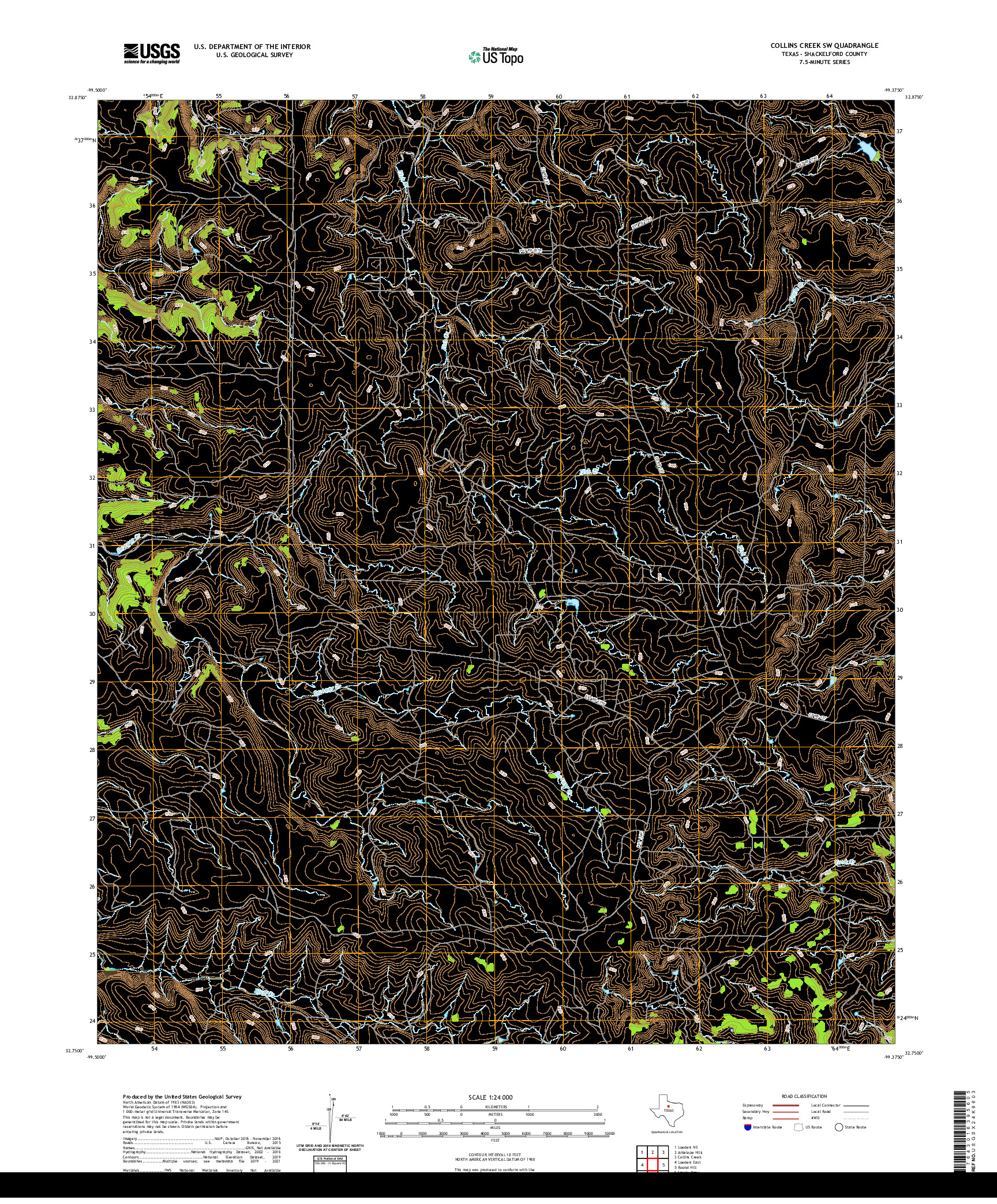 US TOPO 7.5-MINUTE MAP FOR COLLINS CREEK SW, TX