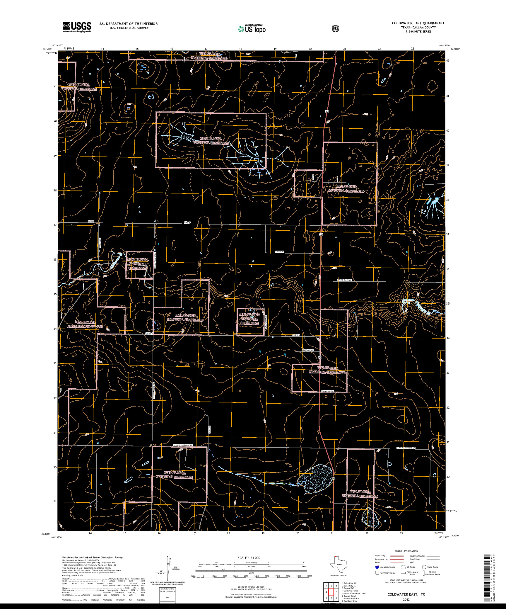 US TOPO 7.5-MINUTE MAP FOR COLDWATER EAST, TX