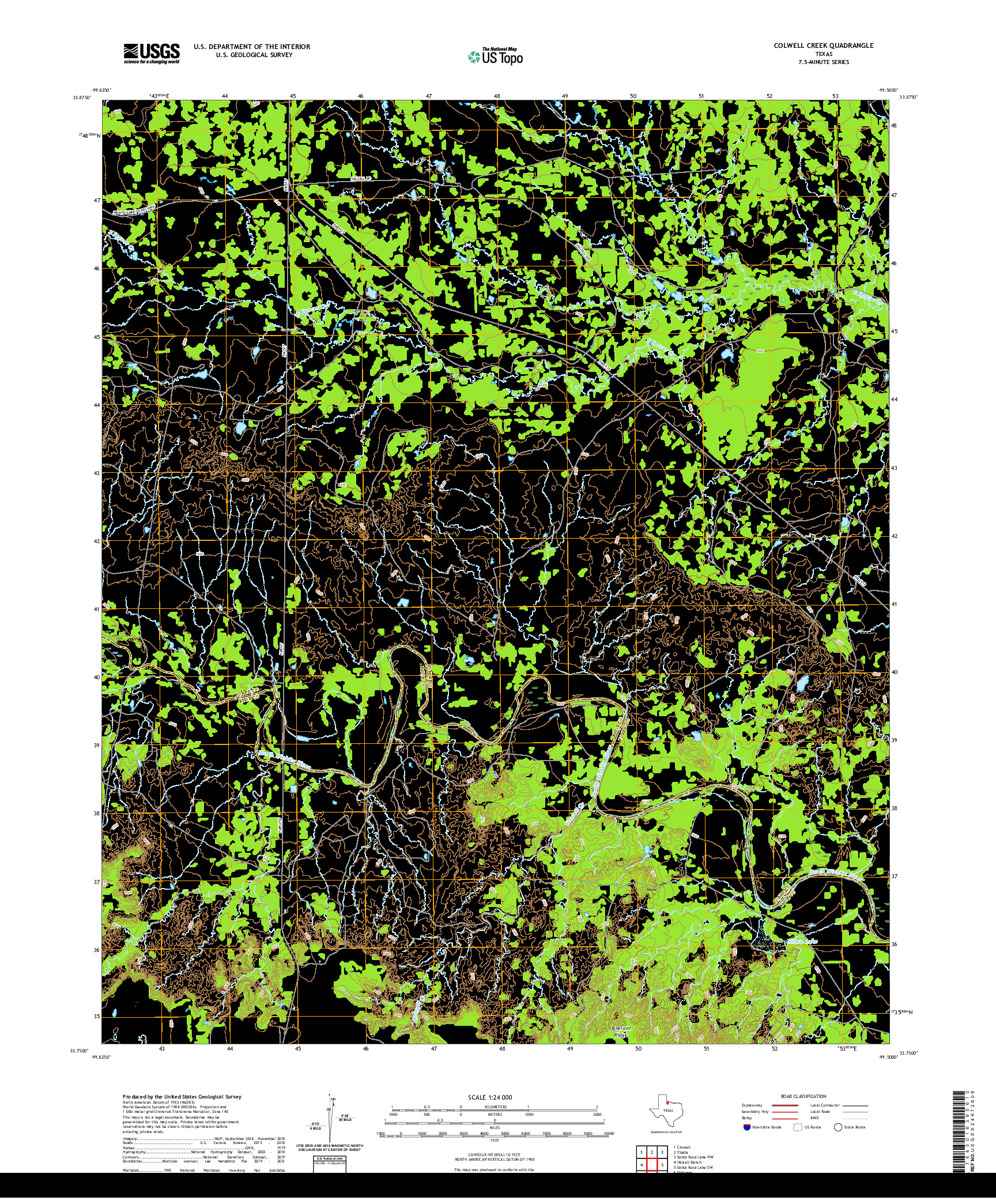 US TOPO 7.5-MINUTE MAP FOR COLWELL CREEK, TX