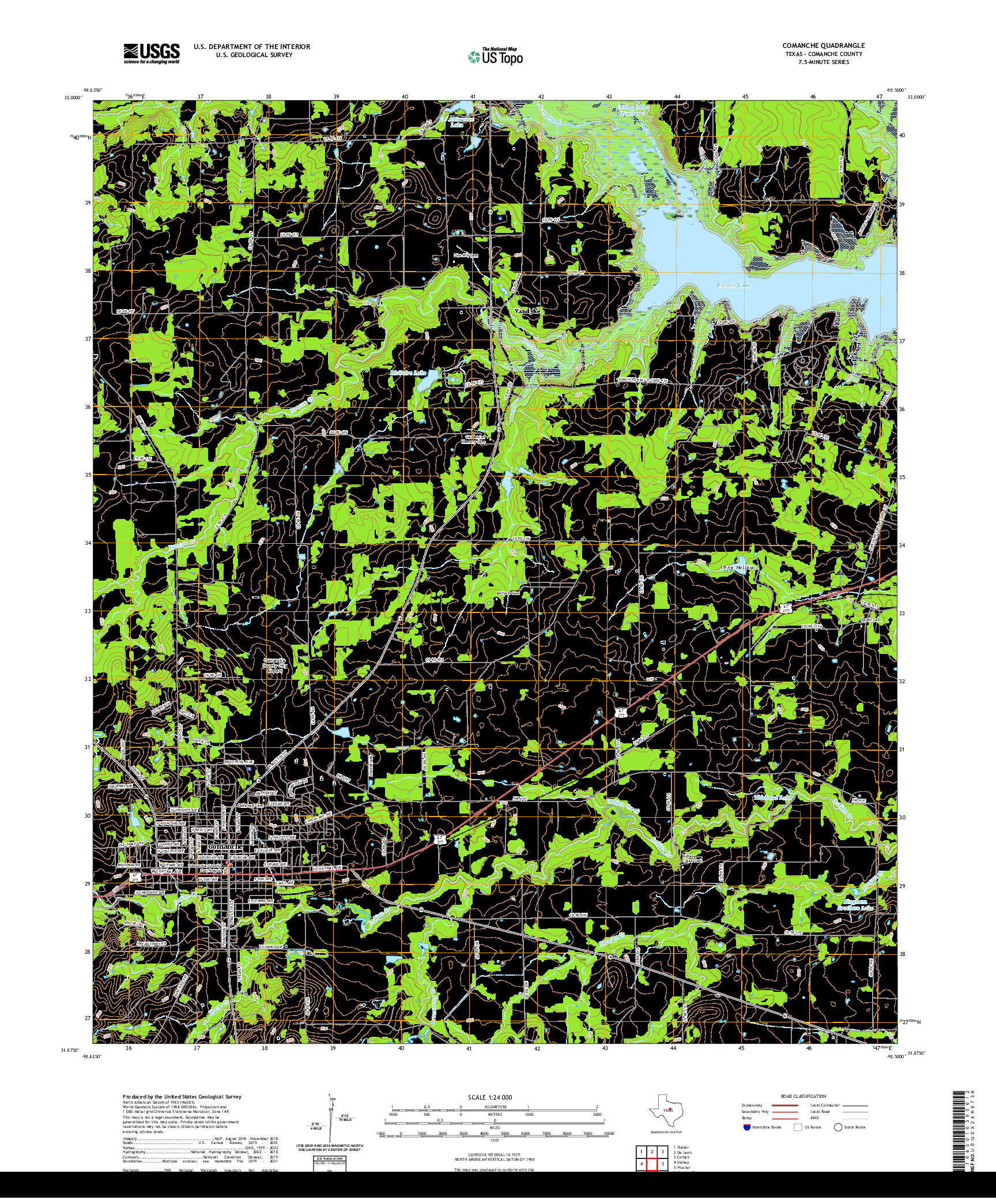 US TOPO 7.5-MINUTE MAP FOR COMANCHE, TX