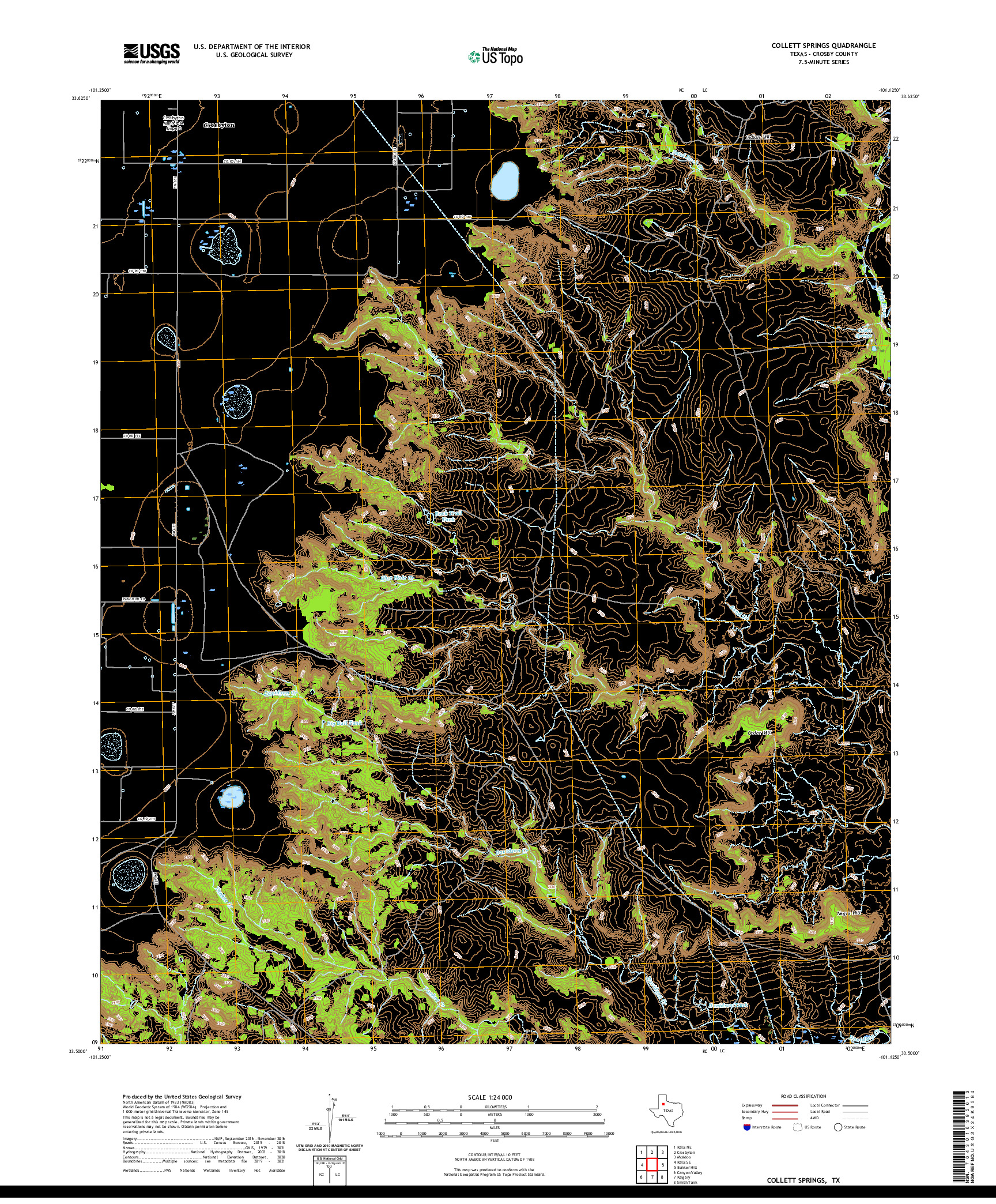 US TOPO 7.5-MINUTE MAP FOR COLLETT SPRINGS, TX