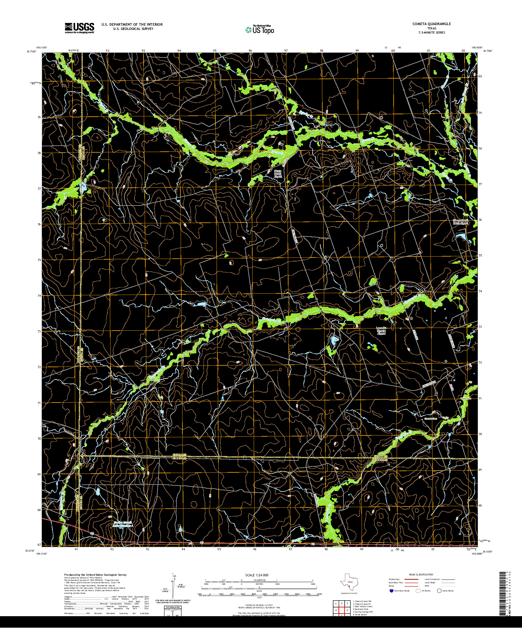 US TOPO 7.5-MINUTE MAP FOR COMETA, TX