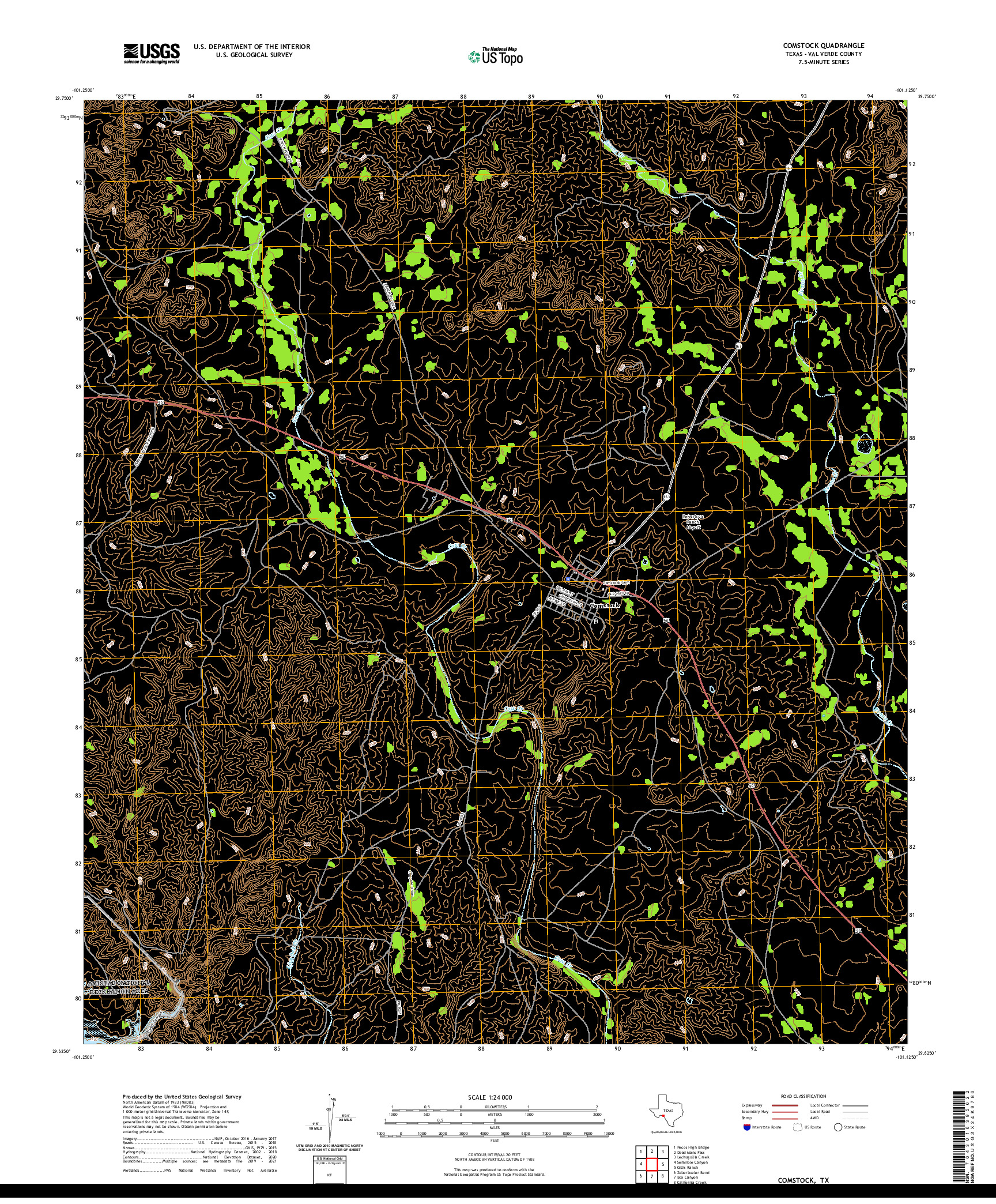 US TOPO 7.5-MINUTE MAP FOR COMSTOCK, TX