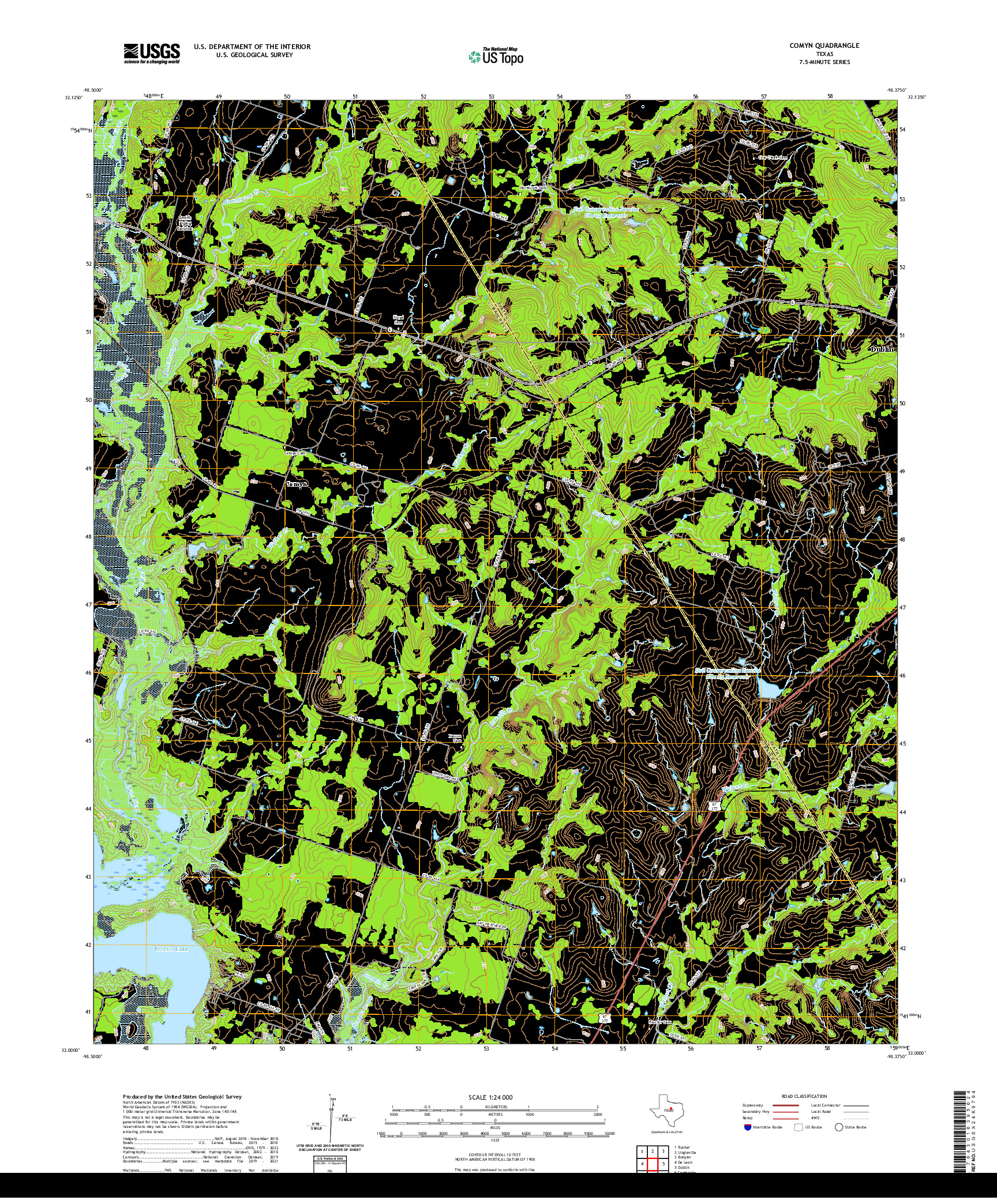 US TOPO 7.5-MINUTE MAP FOR COMYN, TX