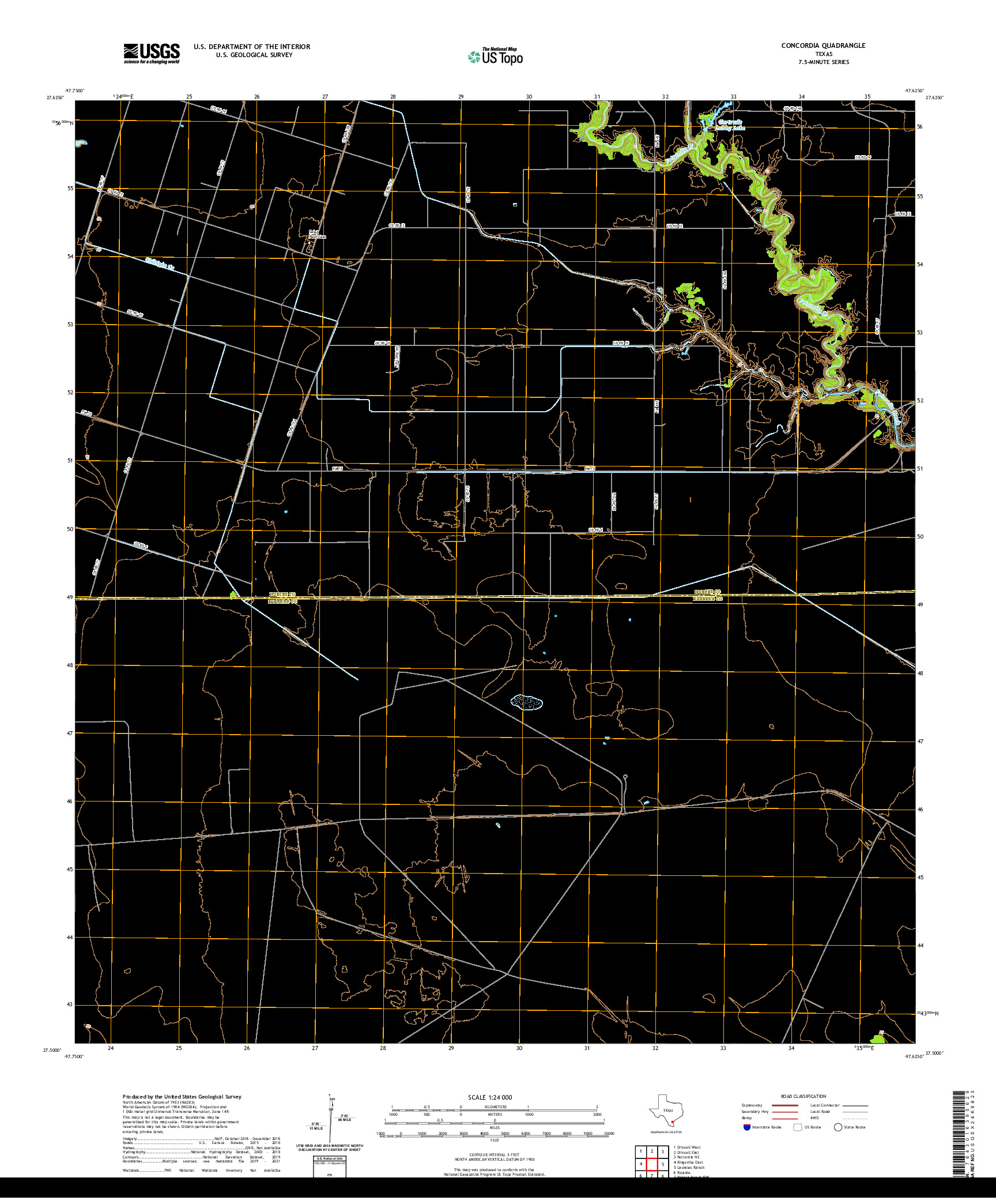 US TOPO 7.5-MINUTE MAP FOR CONCORDIA, TX