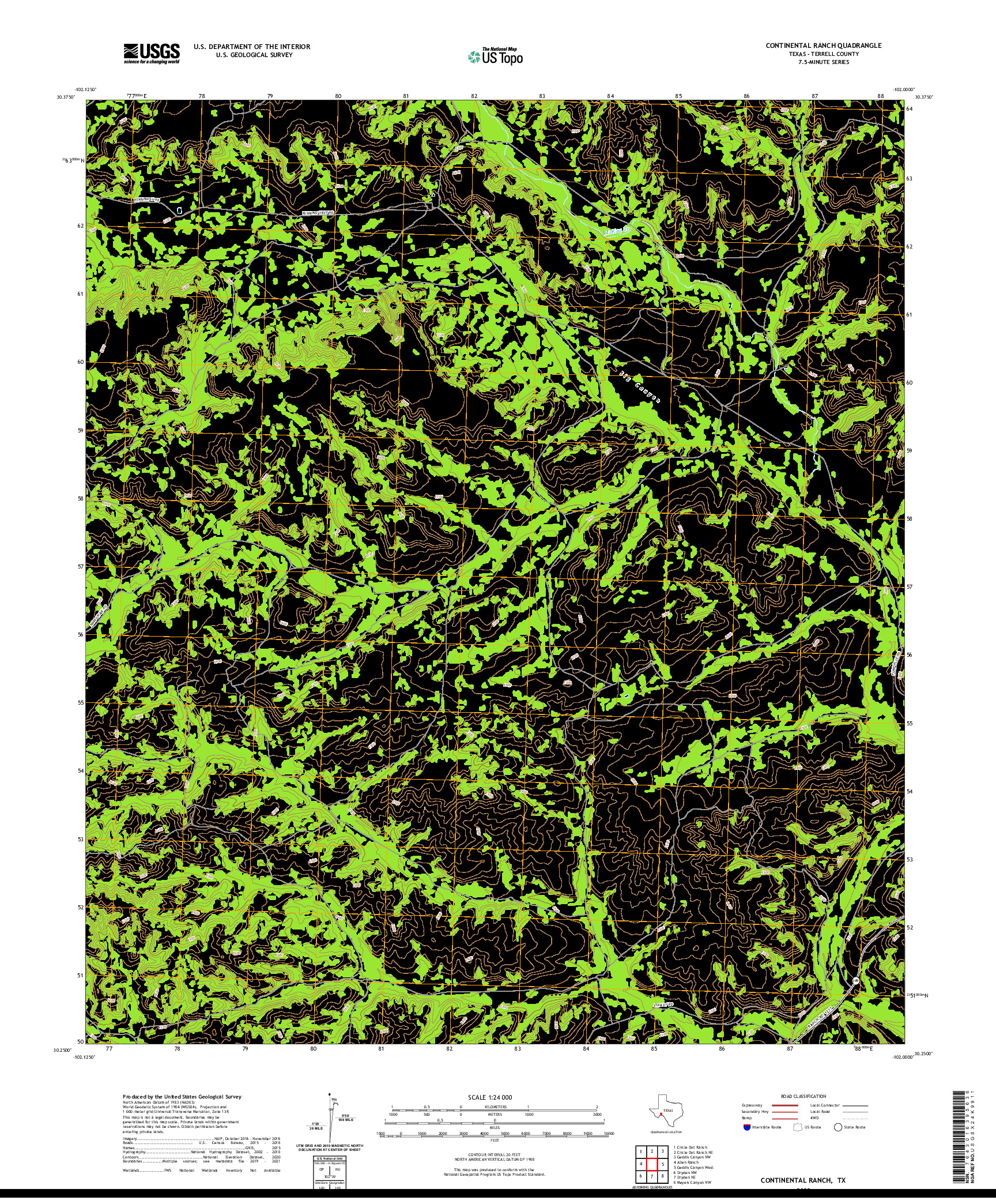 US TOPO 7.5-MINUTE MAP FOR CONTINENTAL RANCH, TX