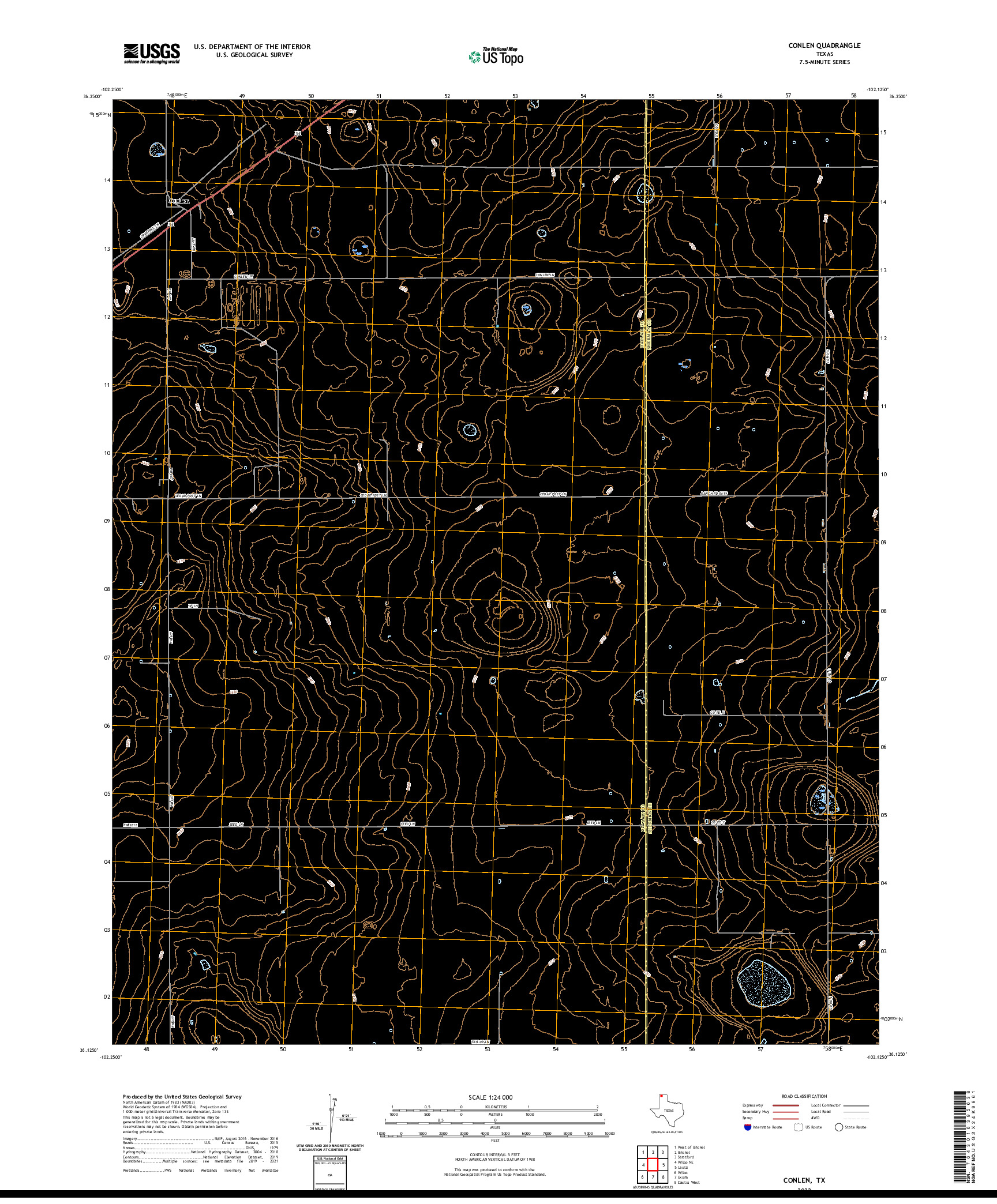 US TOPO 7.5-MINUTE MAP FOR CONLEN, TX