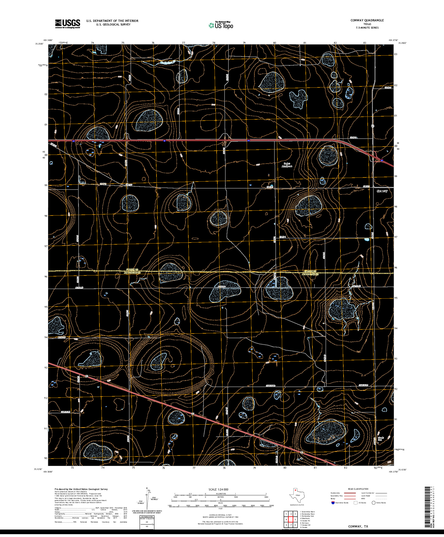 US TOPO 7.5-MINUTE MAP FOR CONWAY, TX