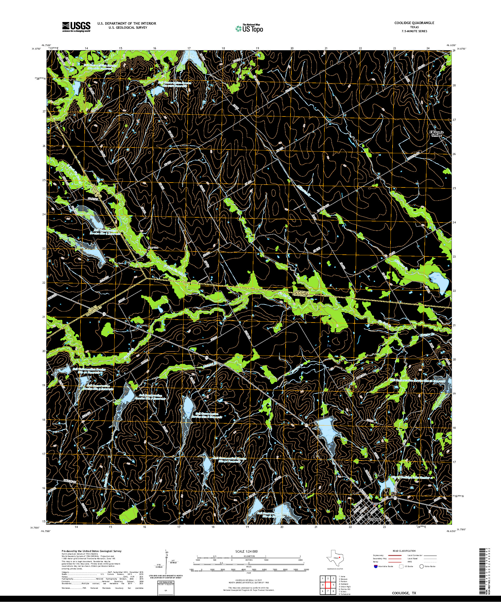 US TOPO 7.5-MINUTE MAP FOR COOLIDGE, TX