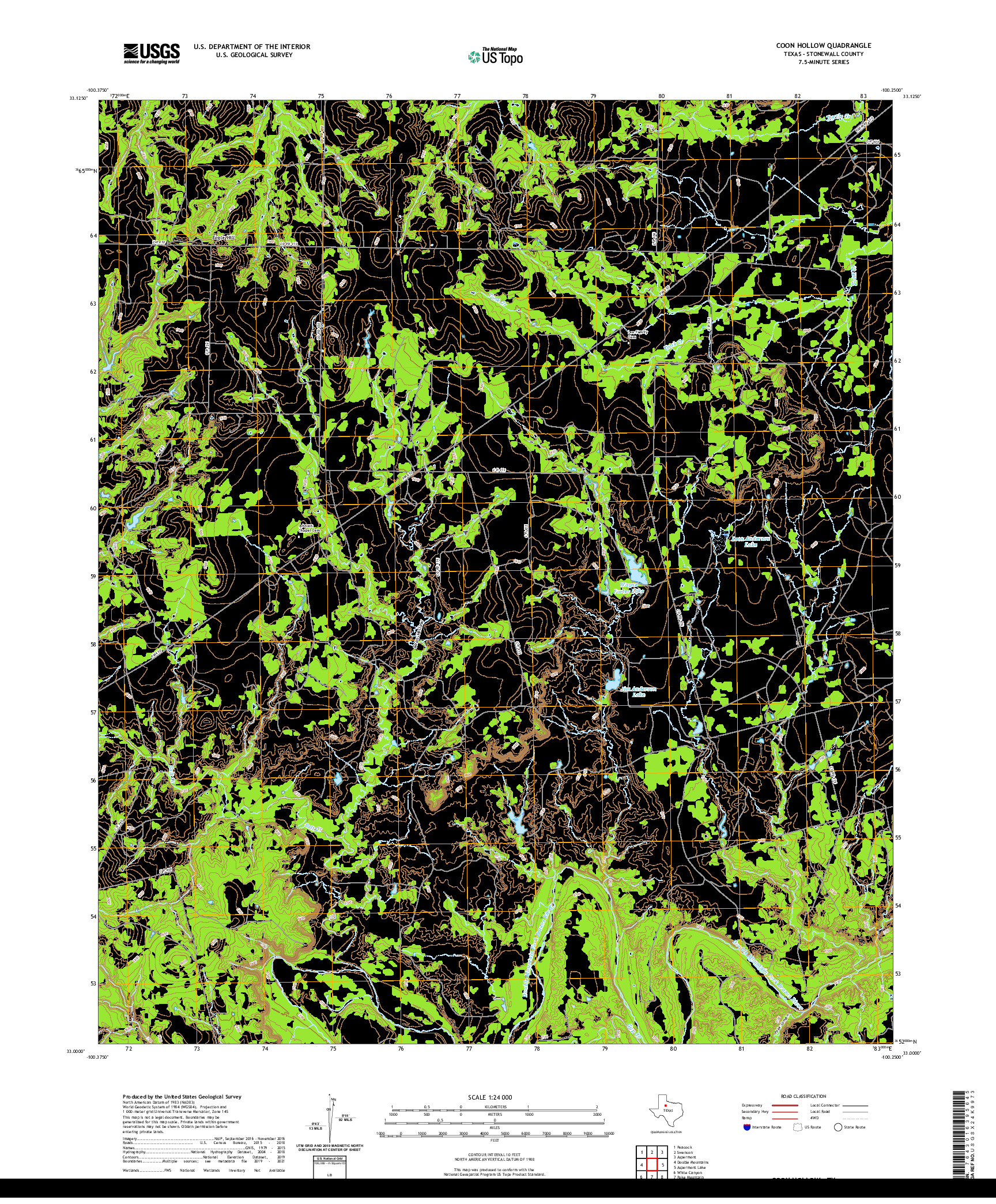 US TOPO 7.5-MINUTE MAP FOR COON HOLLOW, TX