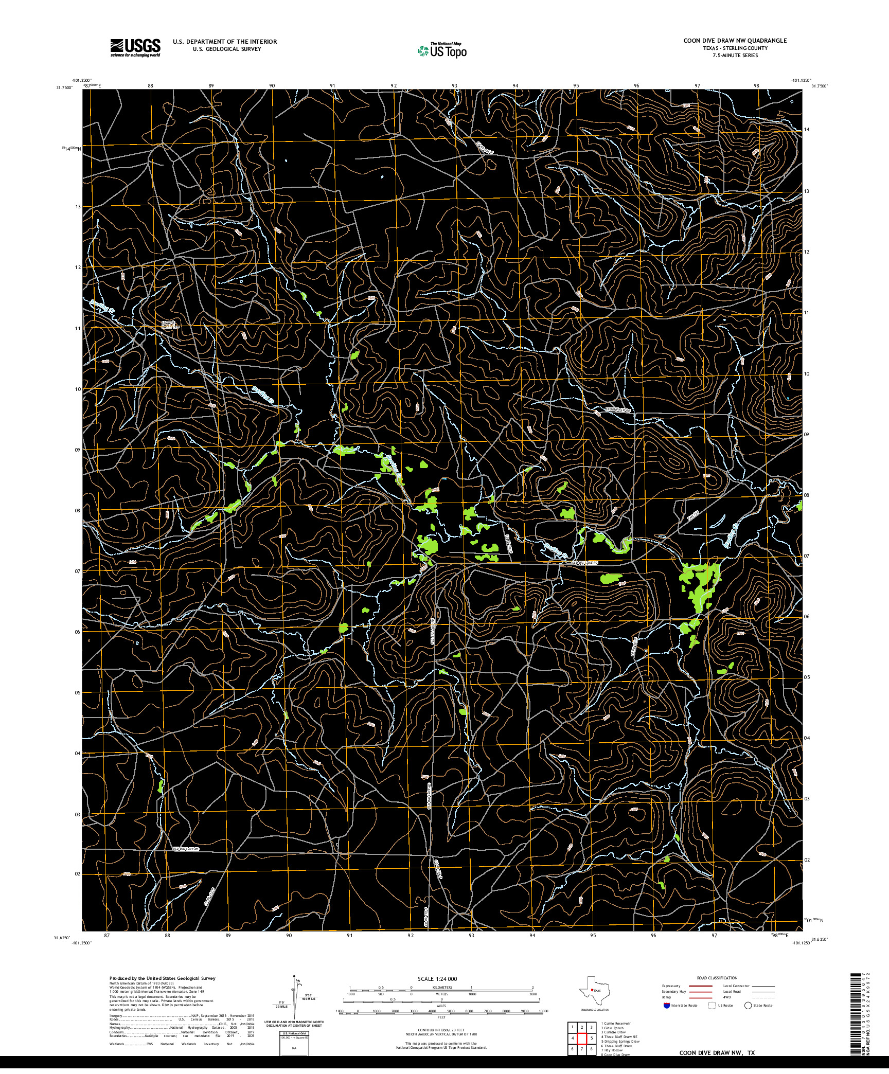 US TOPO 7.5-MINUTE MAP FOR COON DIVE DRAW NW, TX