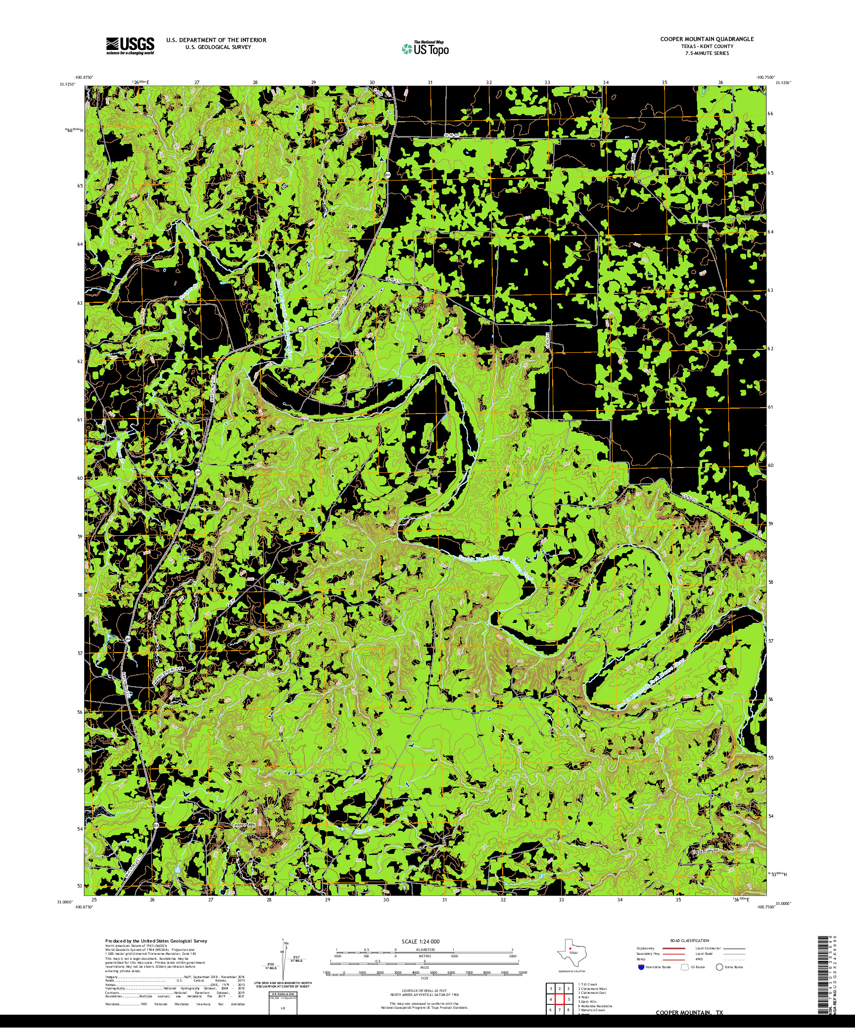 US TOPO 7.5-MINUTE MAP FOR COOPER MOUNTAIN, TX