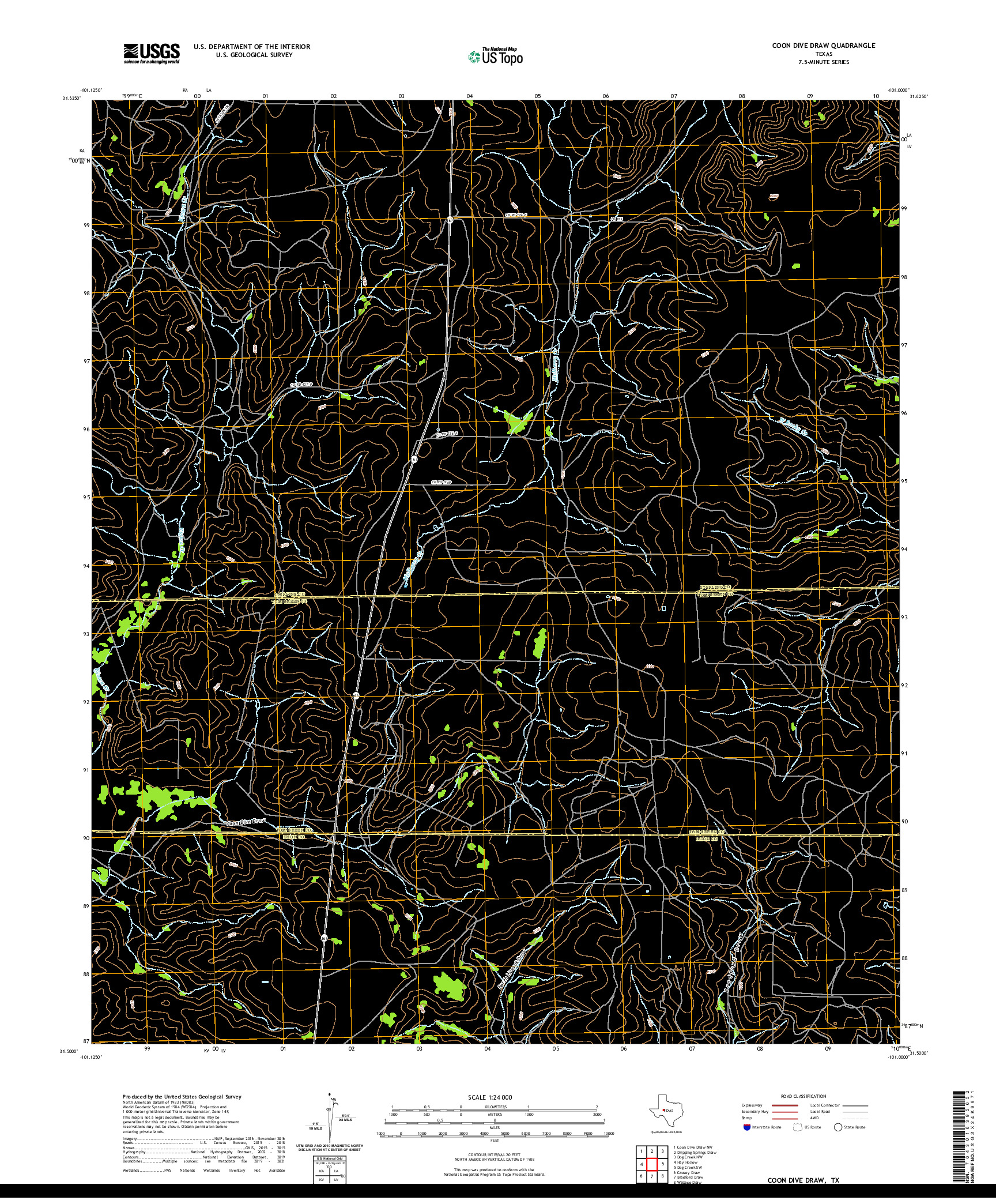 US TOPO 7.5-MINUTE MAP FOR COON DIVE DRAW, TX