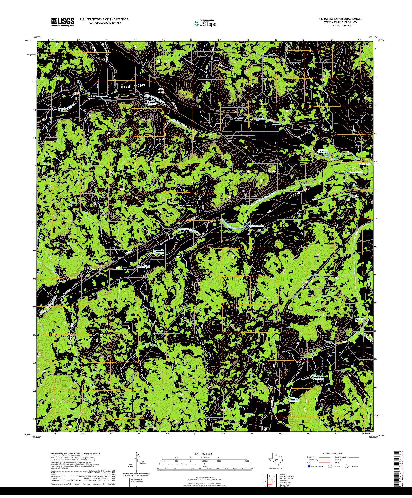 US TOPO 7.5-MINUTE MAP FOR CORALINA RANCH, TX