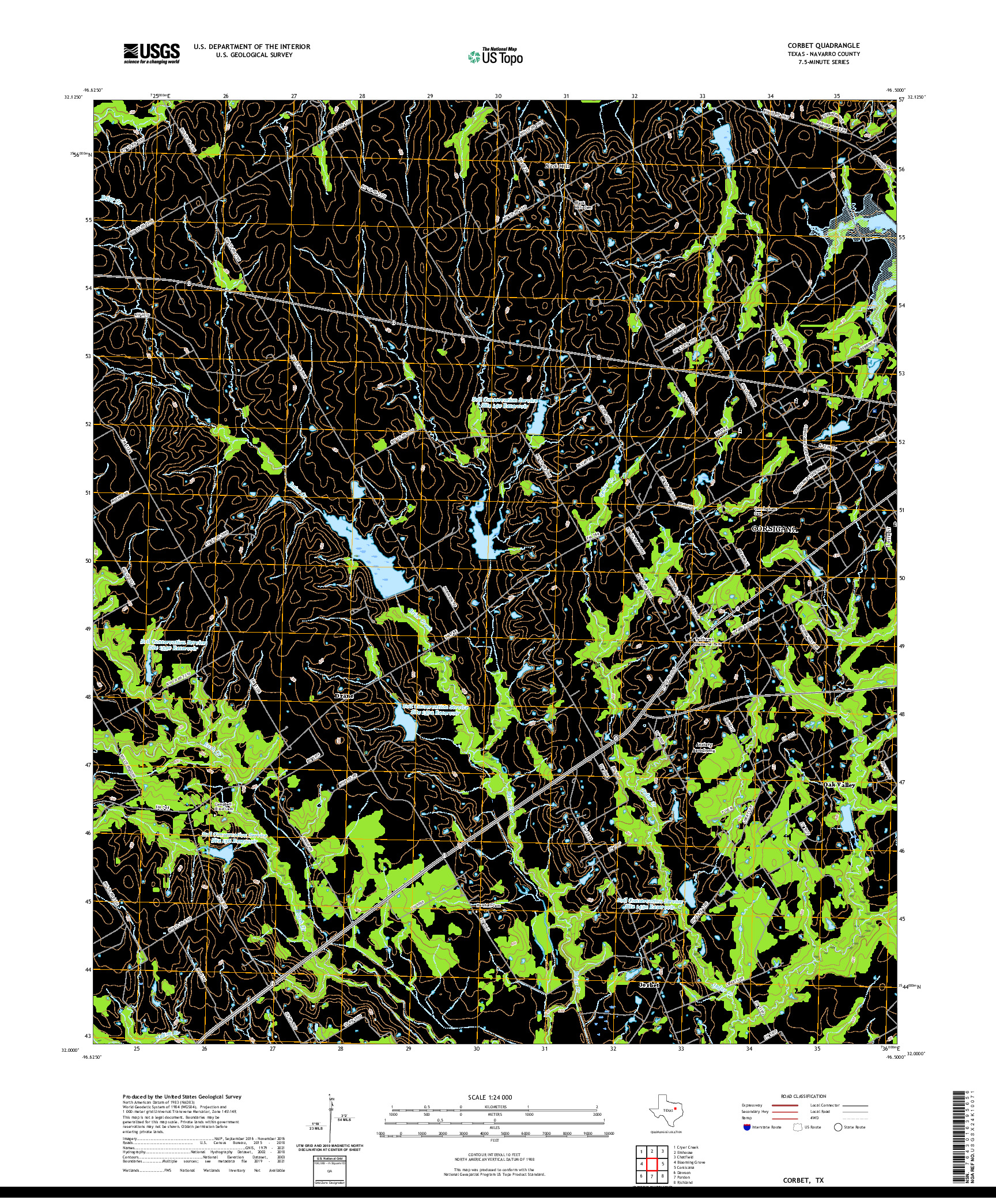 US TOPO 7.5-MINUTE MAP FOR CORBET, TX