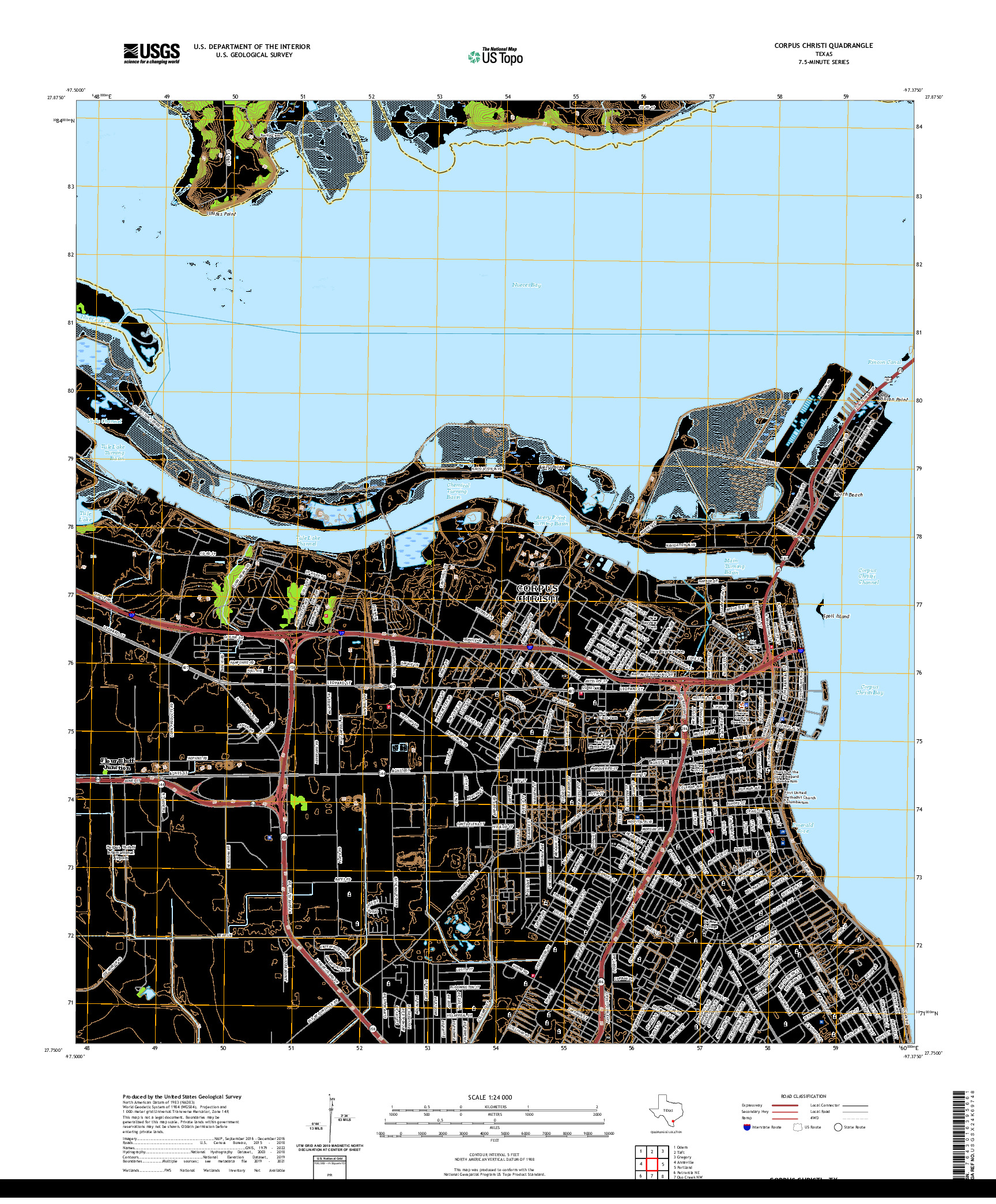 US TOPO 7.5-MINUTE MAP FOR CORPUS CHRISTI, TX