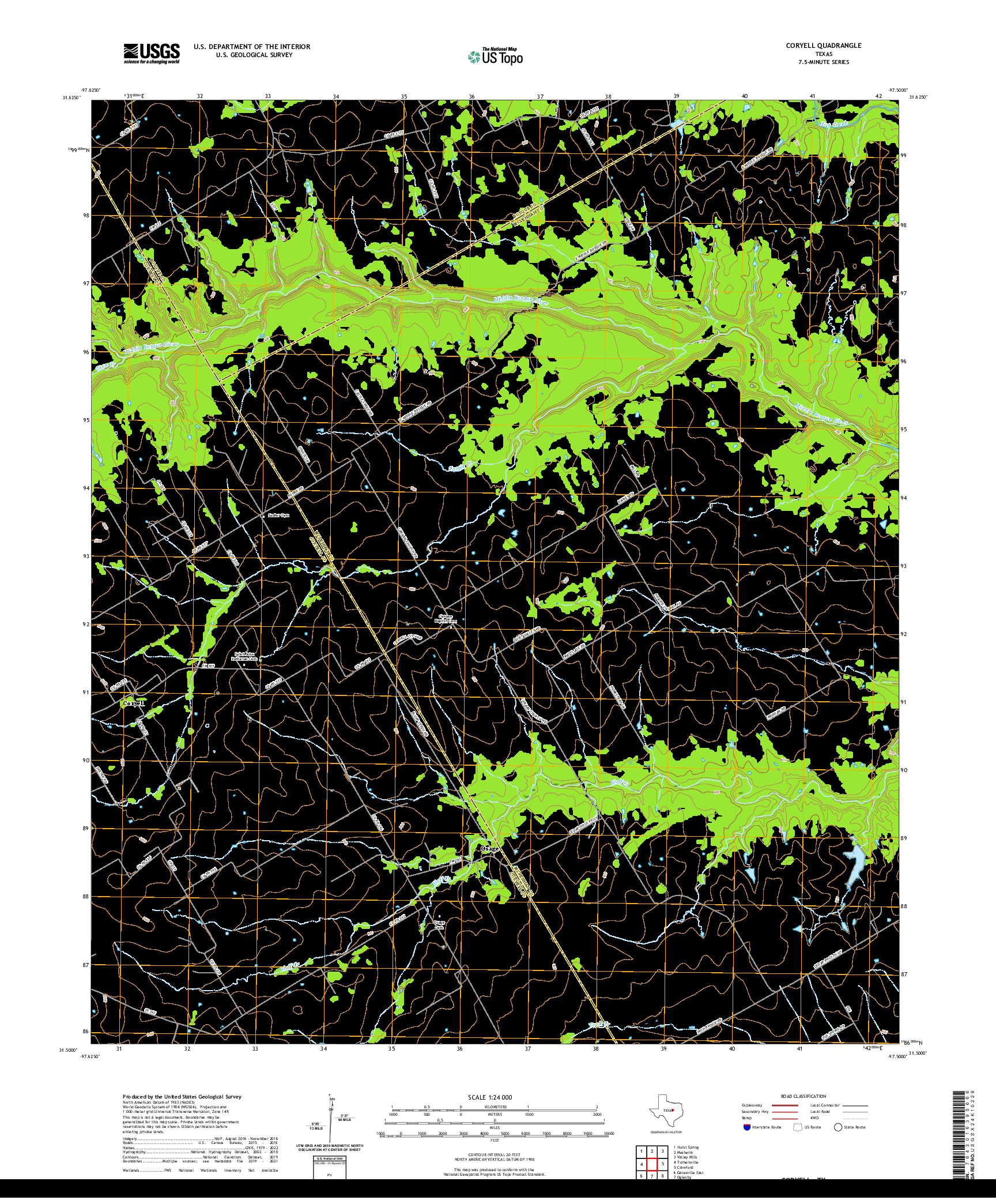 US TOPO 7.5-MINUTE MAP FOR CORYELL, TX