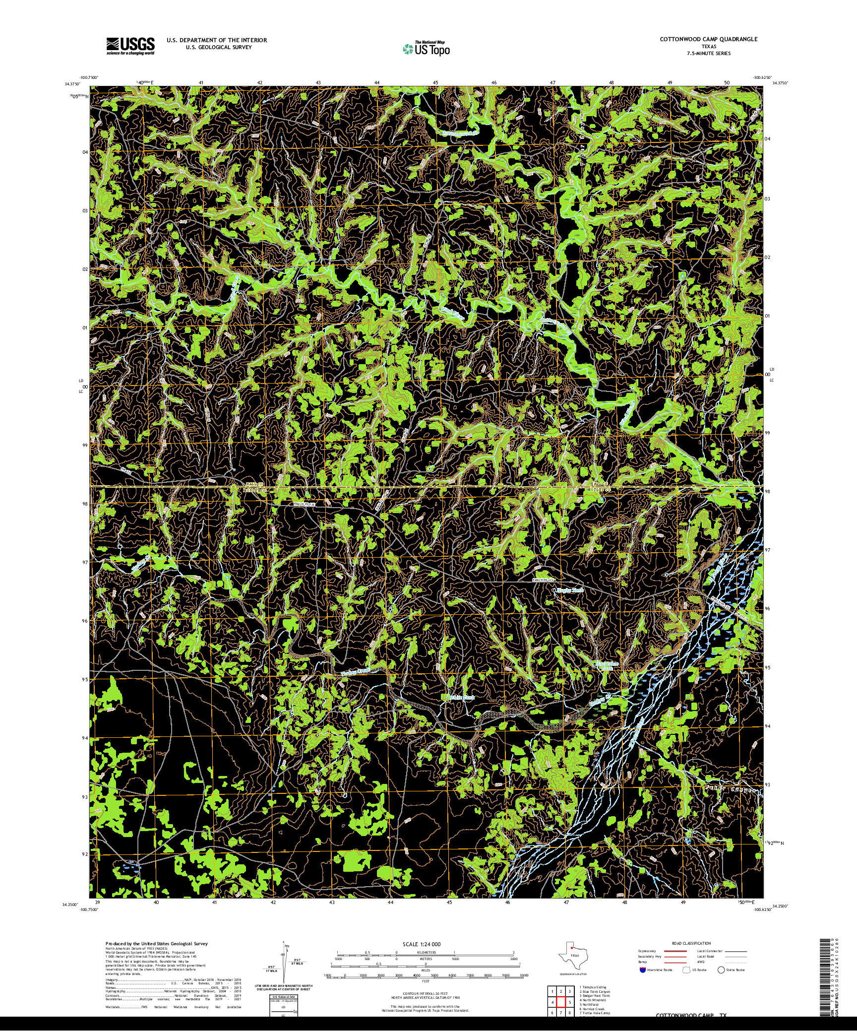 US TOPO 7.5-MINUTE MAP FOR COTTONWOOD CAMP, TX