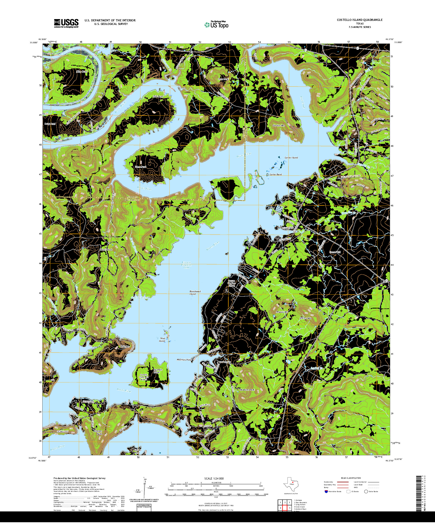 US TOPO 7.5-MINUTE MAP FOR COSTELLO ISLAND, TX