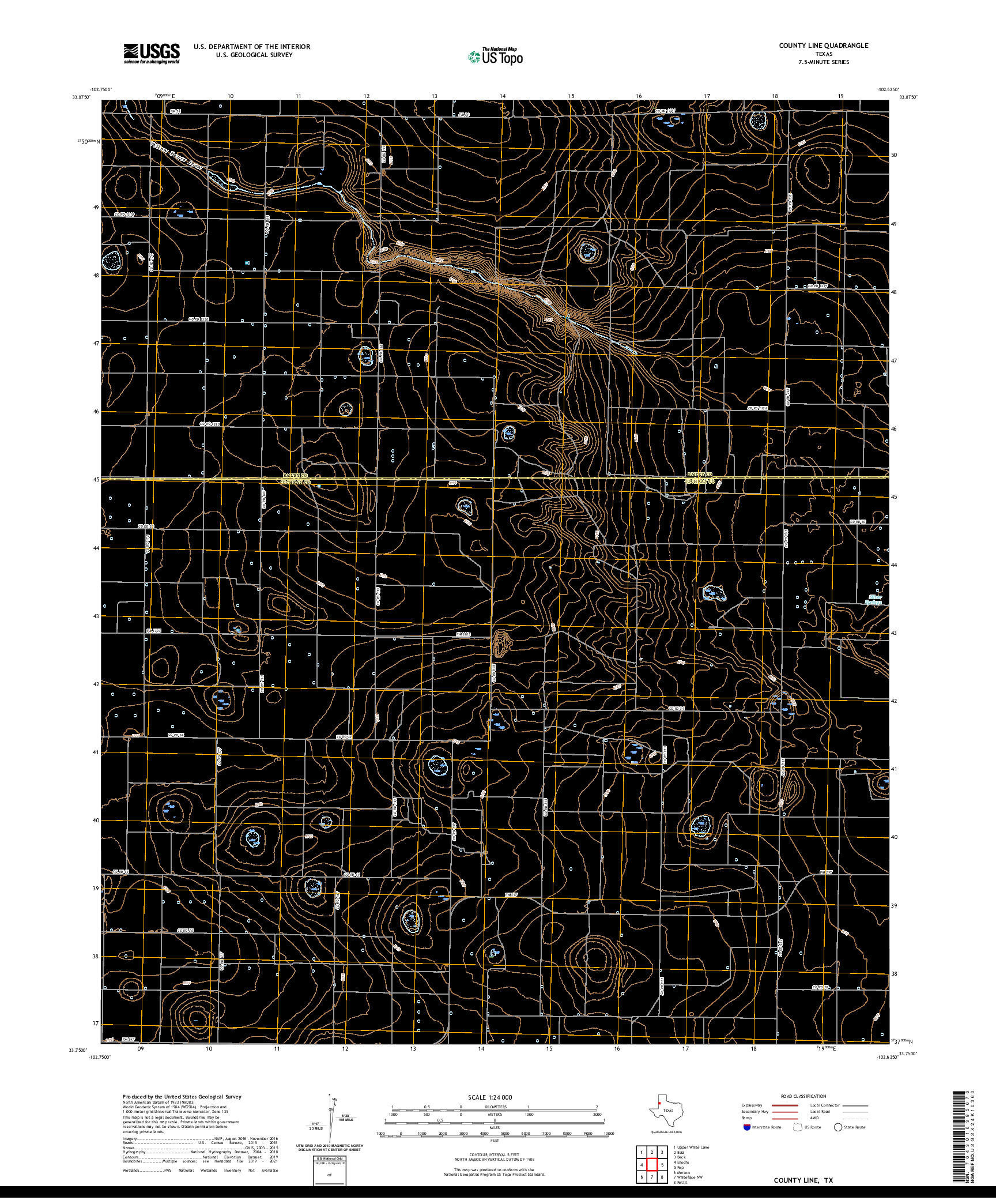 US TOPO 7.5-MINUTE MAP FOR COUNTY LINE, TX